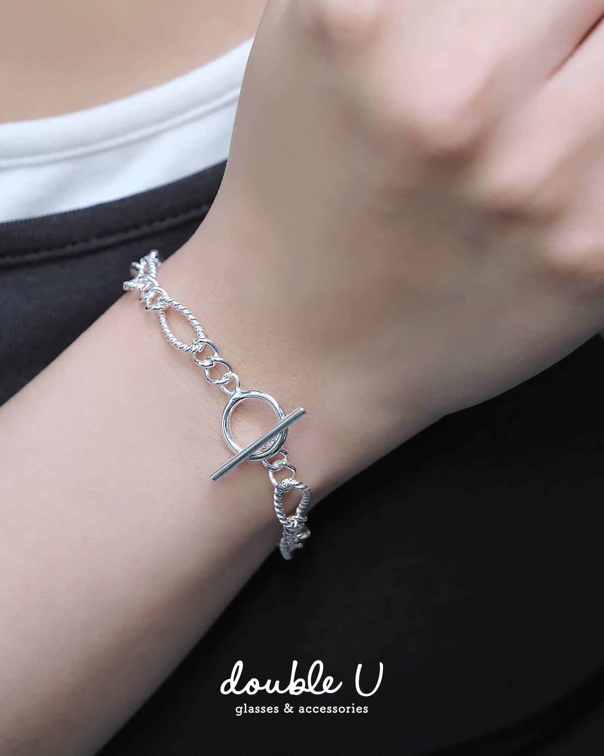 麻花鏈條・OT扣純銀手鍊 (NHS10050)