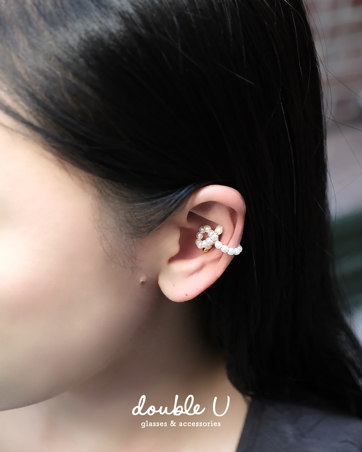 優雅打結珍珠耳骨扣・Earcuff (EBM10059)