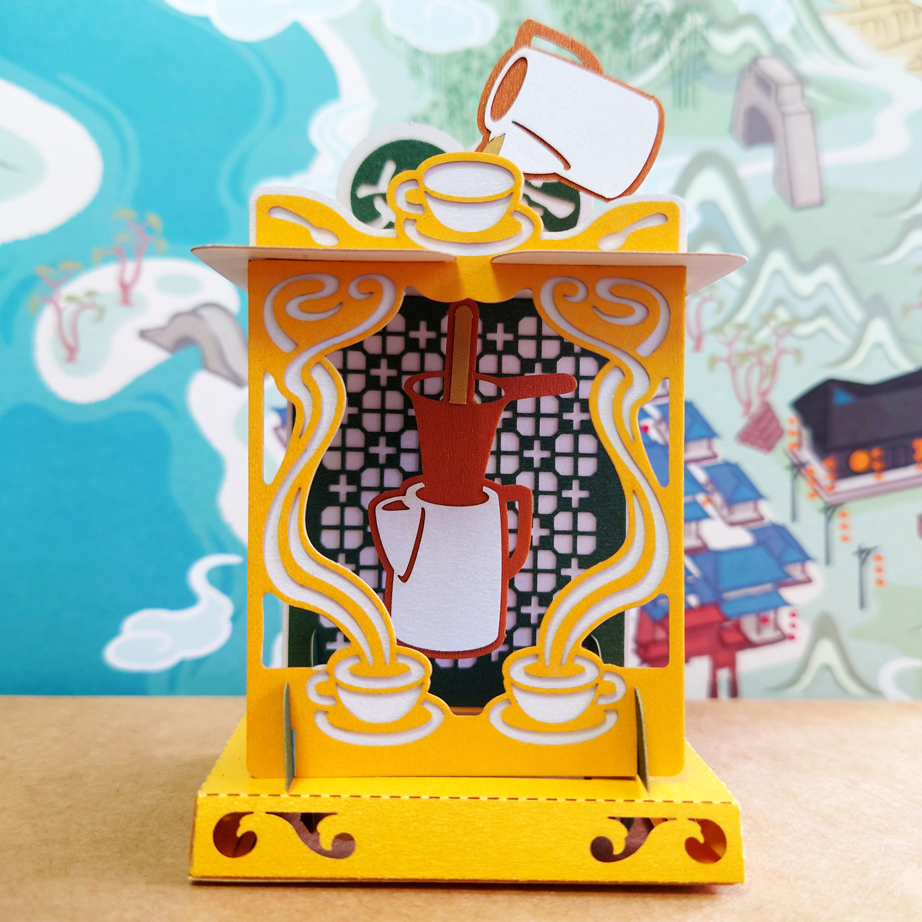 機關紙藝：鐘擺小夜燈－奶茶