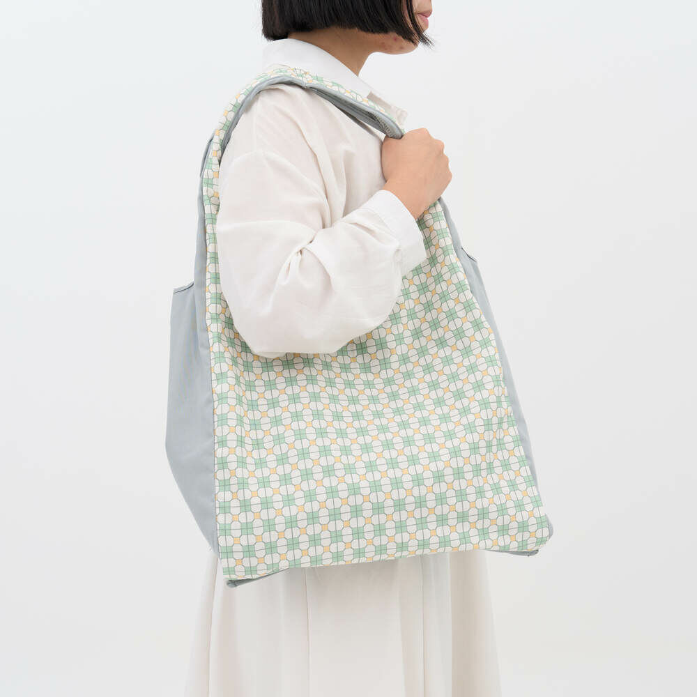 中型側揹背心袋/老磁磚9號/古宅白綠