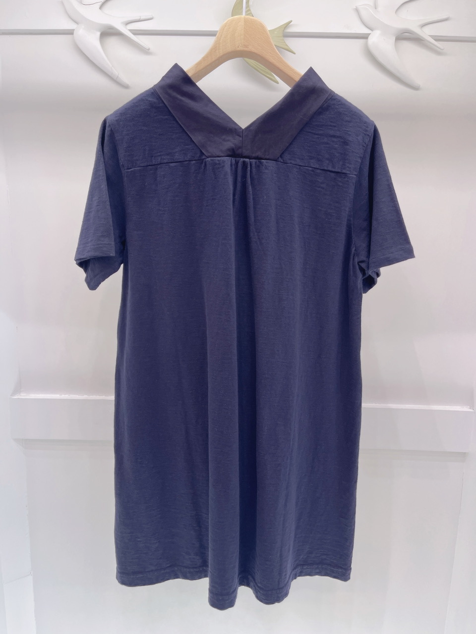 V領雙素材長版上衣