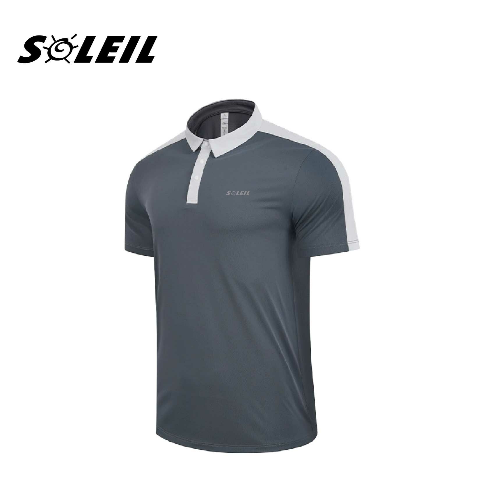 SOLEIL 休閒機能透氣POLO衫 男款 (灰、藍) 短袖襯衫/彈性/透氣/舒適/運動衫/休閒/登山/高爾夫球衣 10SL1373