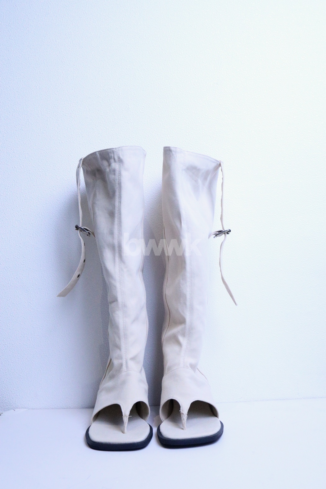 【穿拍樣品】露趾內增高騎士靴-淺杏