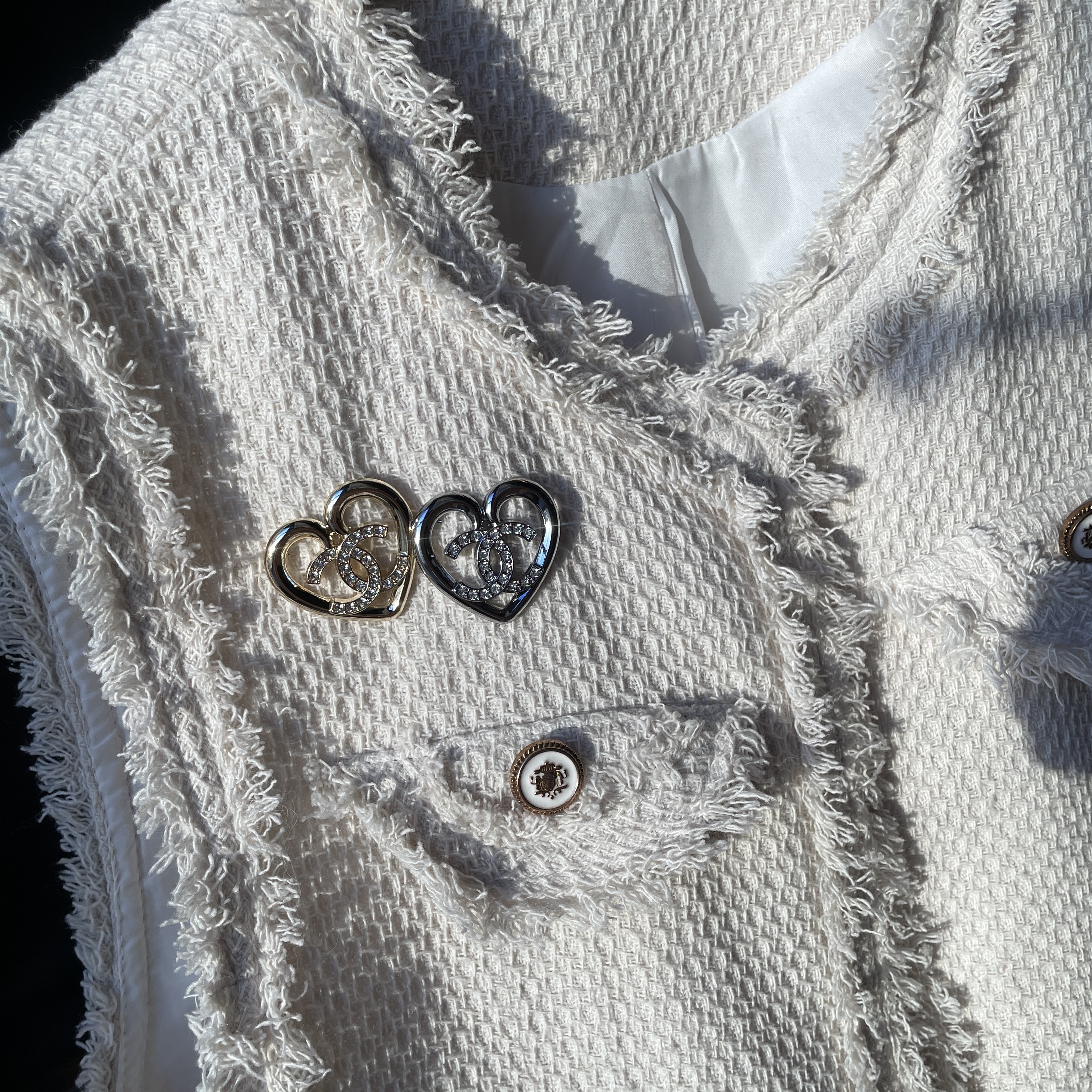 18k厚金 香奶奶雙c水鑽愛心定製胸針