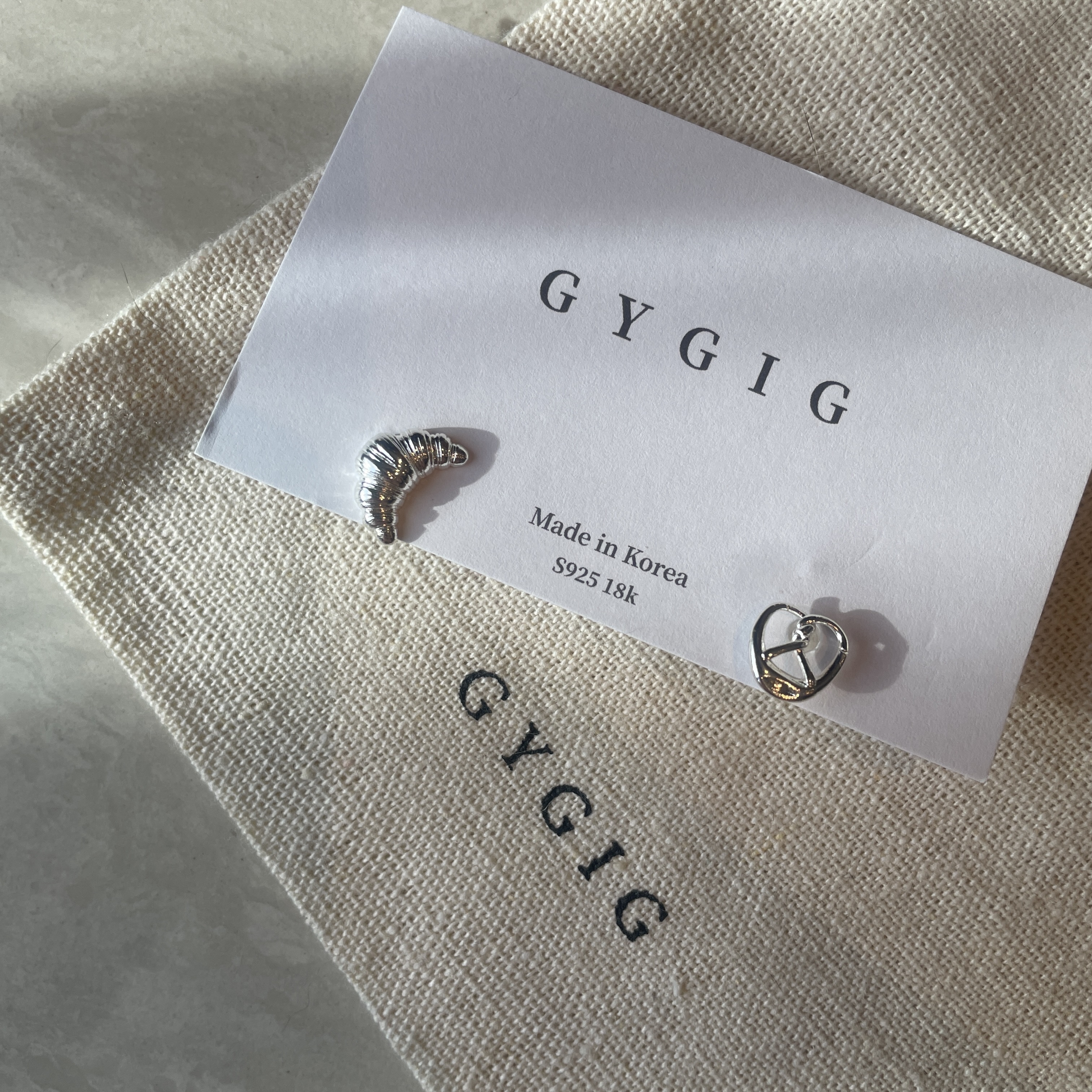 germany銀牛角麻花立體耳釘