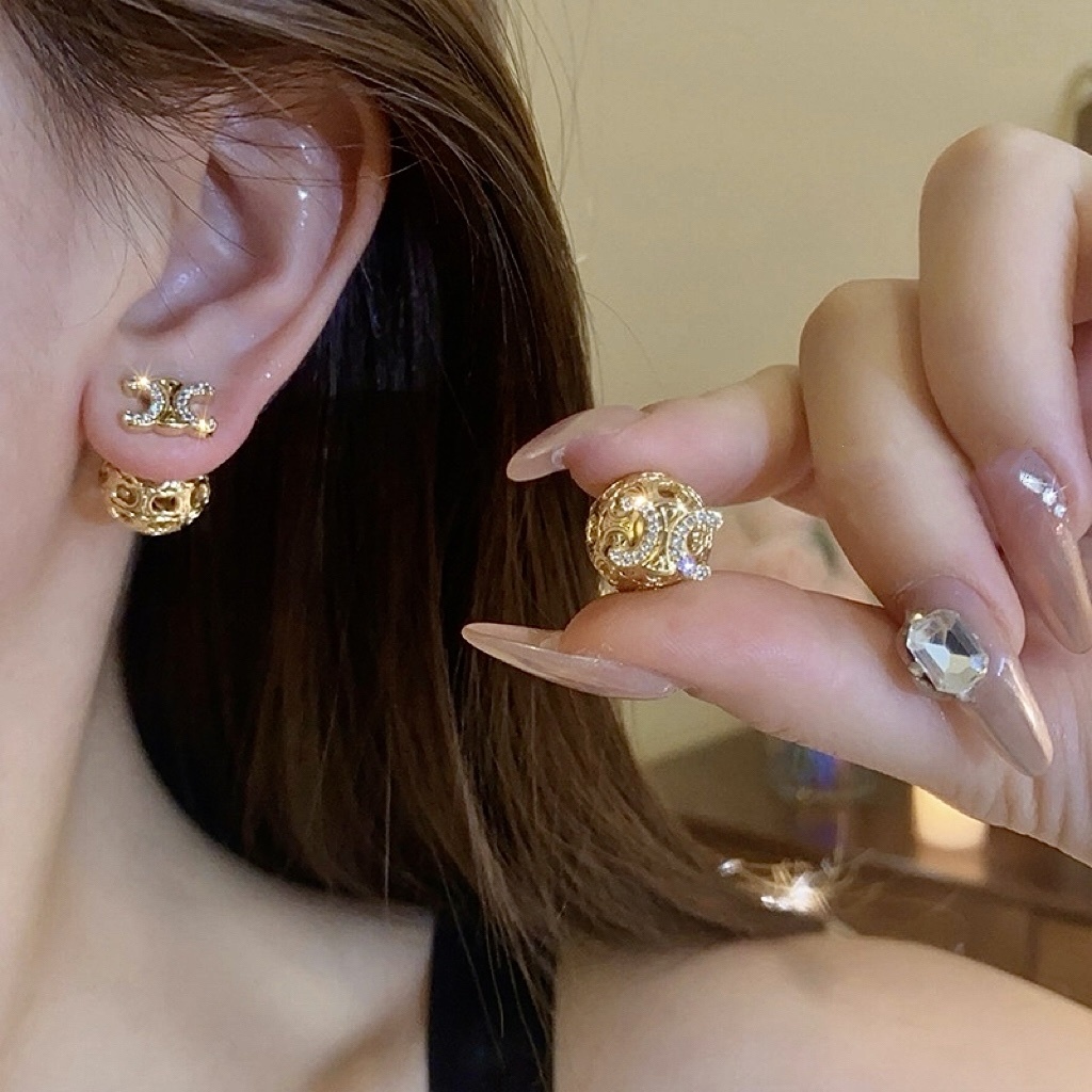 18k金銀鑽凱旋門 夢幻一體式珍珠系耳釘