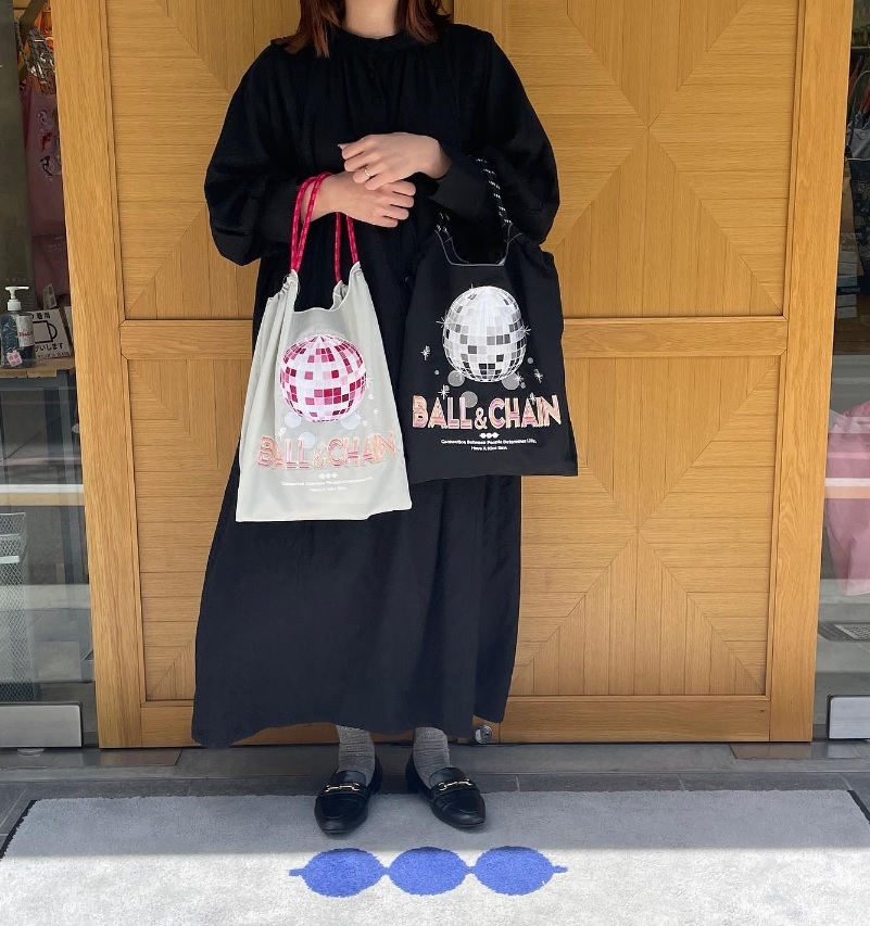 Ball＆Chain 刺繡環保購物袋 M號 - 淺灰 (30102327)