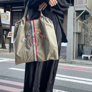 Ball＆Chain 刺繡環保購物袋 M號 - 淺灰 (30102411)