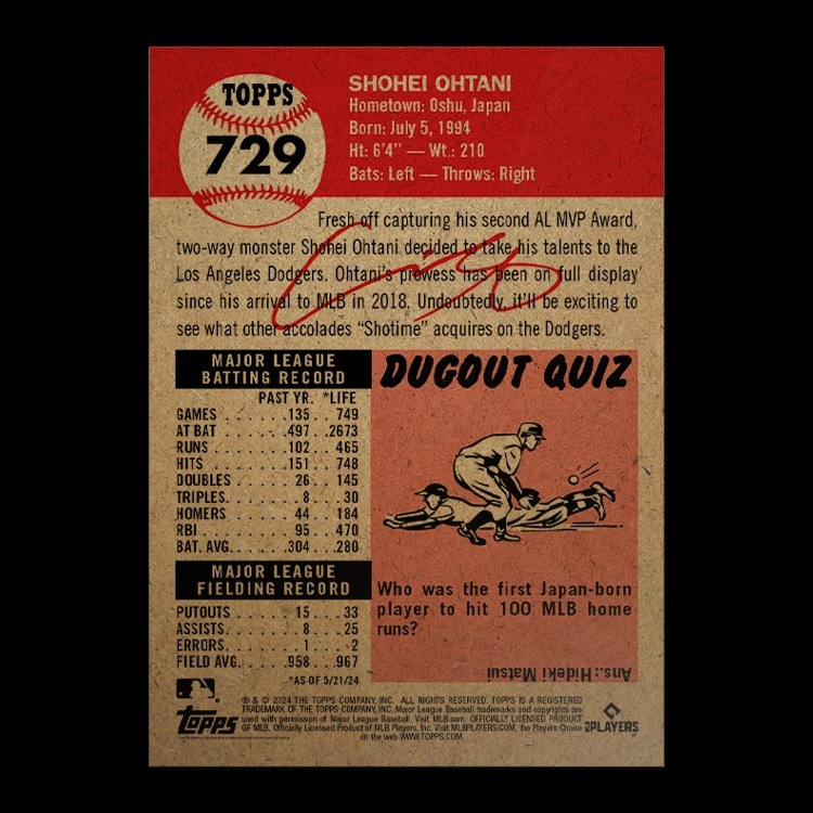 MLB球員卡 Topps MLB® Living Set® Card #729 - Shohei Ohtani - PR: 32011