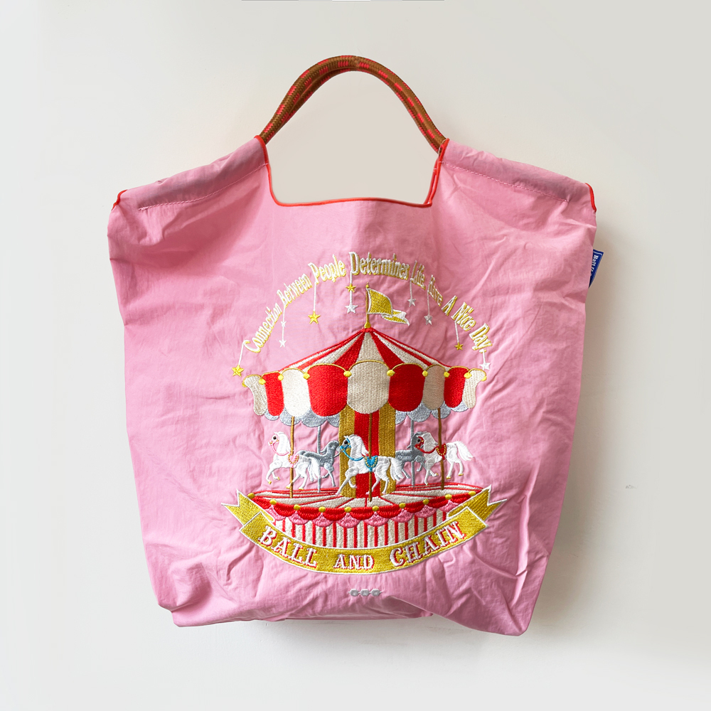 Ball＆Chain 刺繡環保購物袋 M號 - 粉紅 (30101809)
