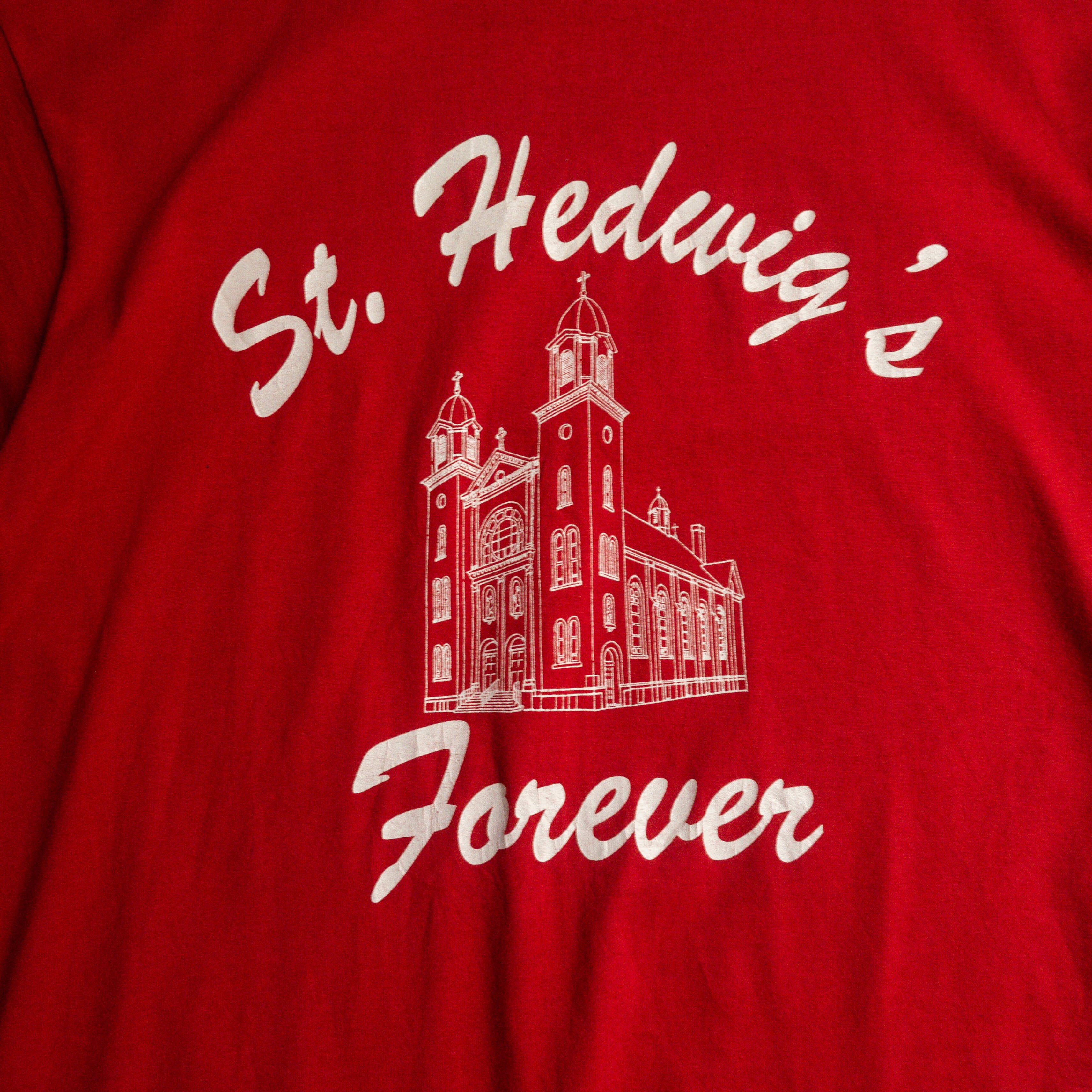 80-90S FRUIT OF THE LOOM VINTAGE TEE 美國製 紅色 建築 短袖 T恤