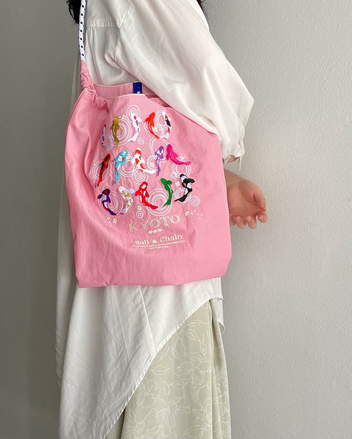 Ball＆Chain 刺繡環保購物袋 M號 - 粉紅 (30102009)