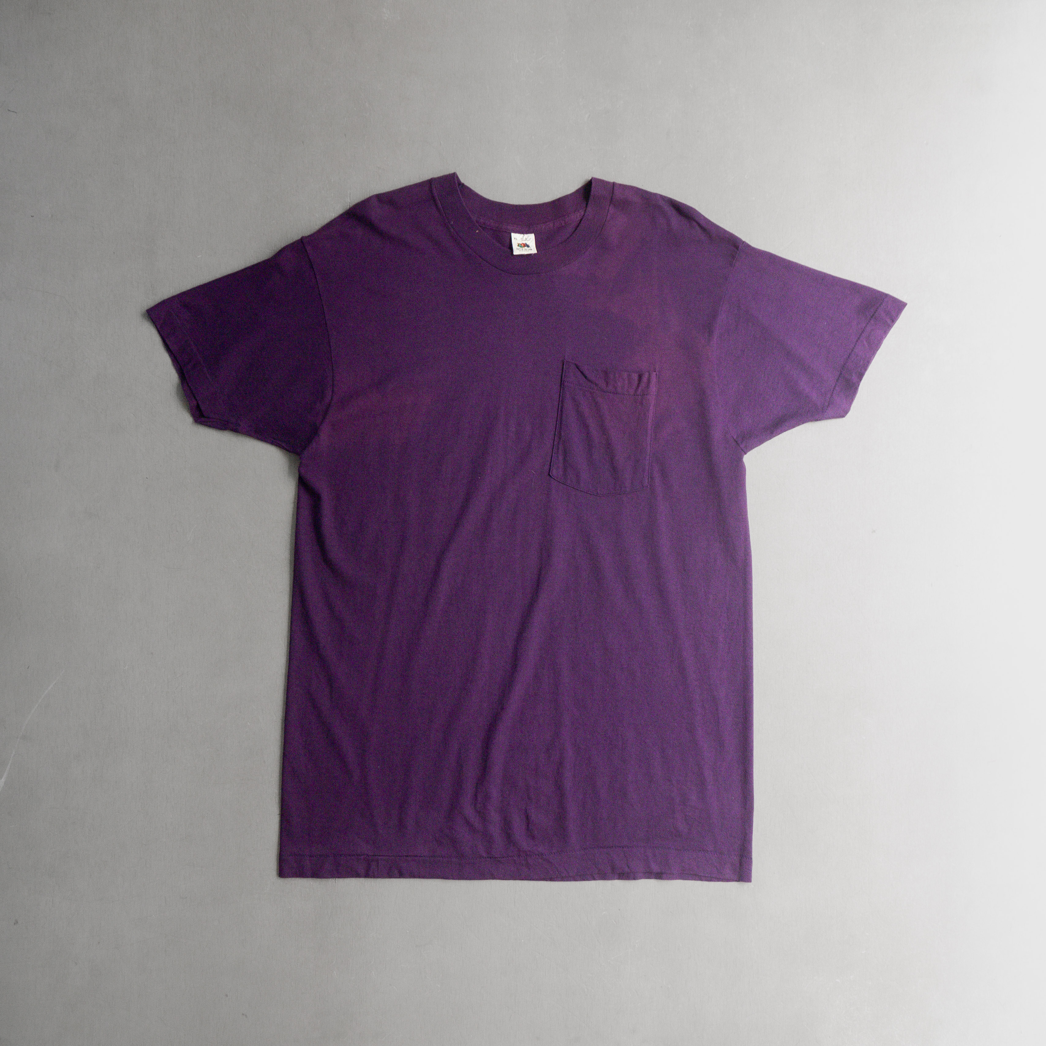 80-90S FRUIT OF THE LOOM VINTAGE TEE 美國製 紫色 口袋 短袖 T恤