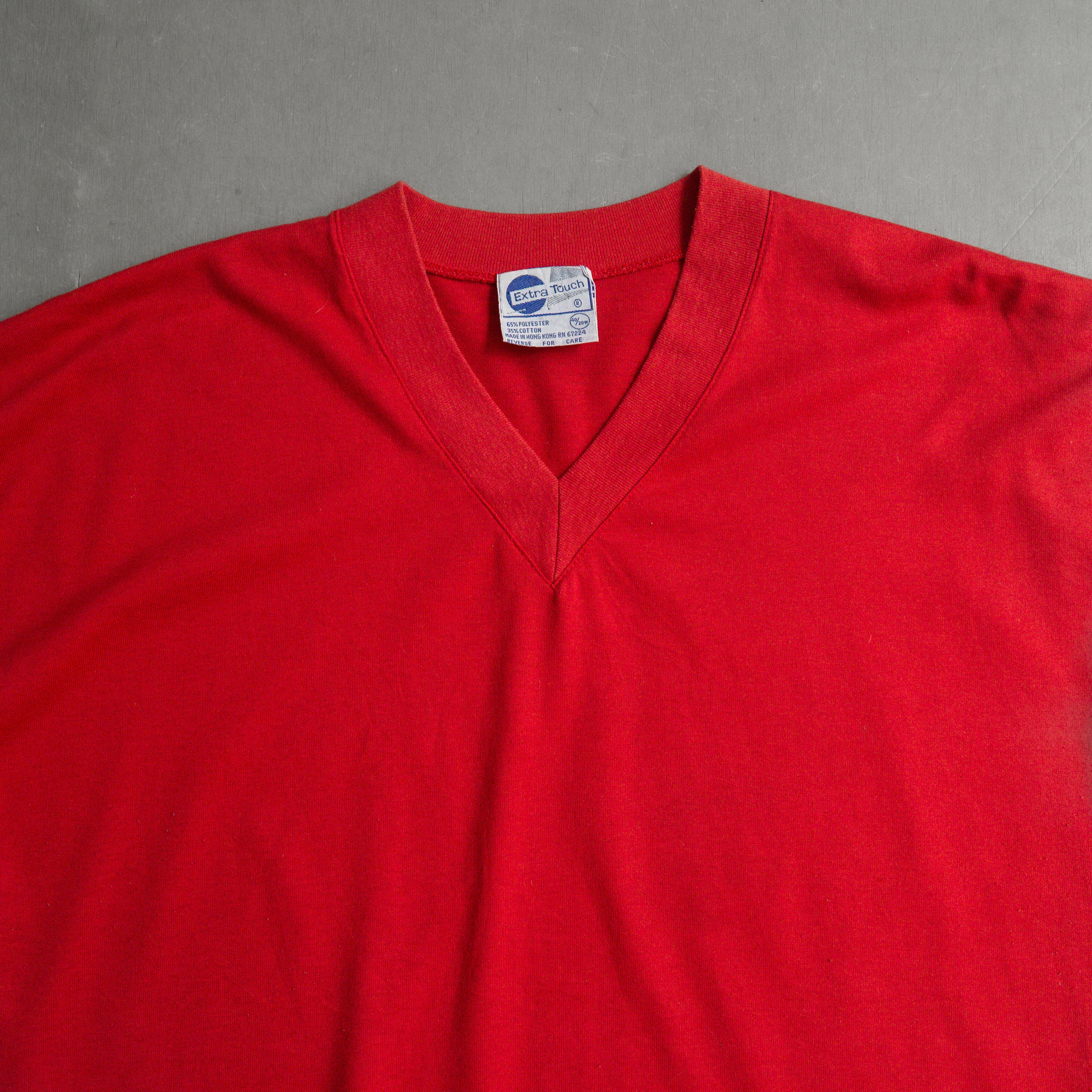 80-90S VINTAGE TEE 美國 紅色 V領 寬版 短袖 T恤