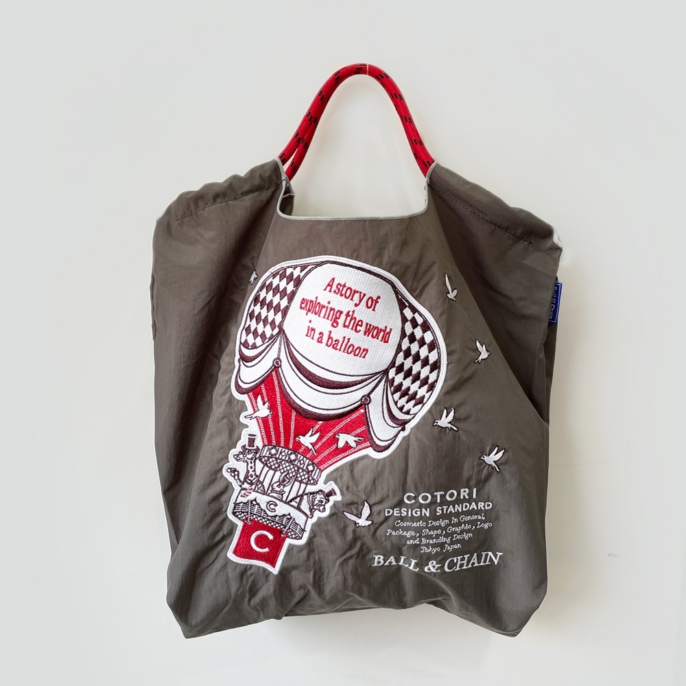 Ball＆Chain 刺繡環保購物袋 M號 - 深灰 (32100161)