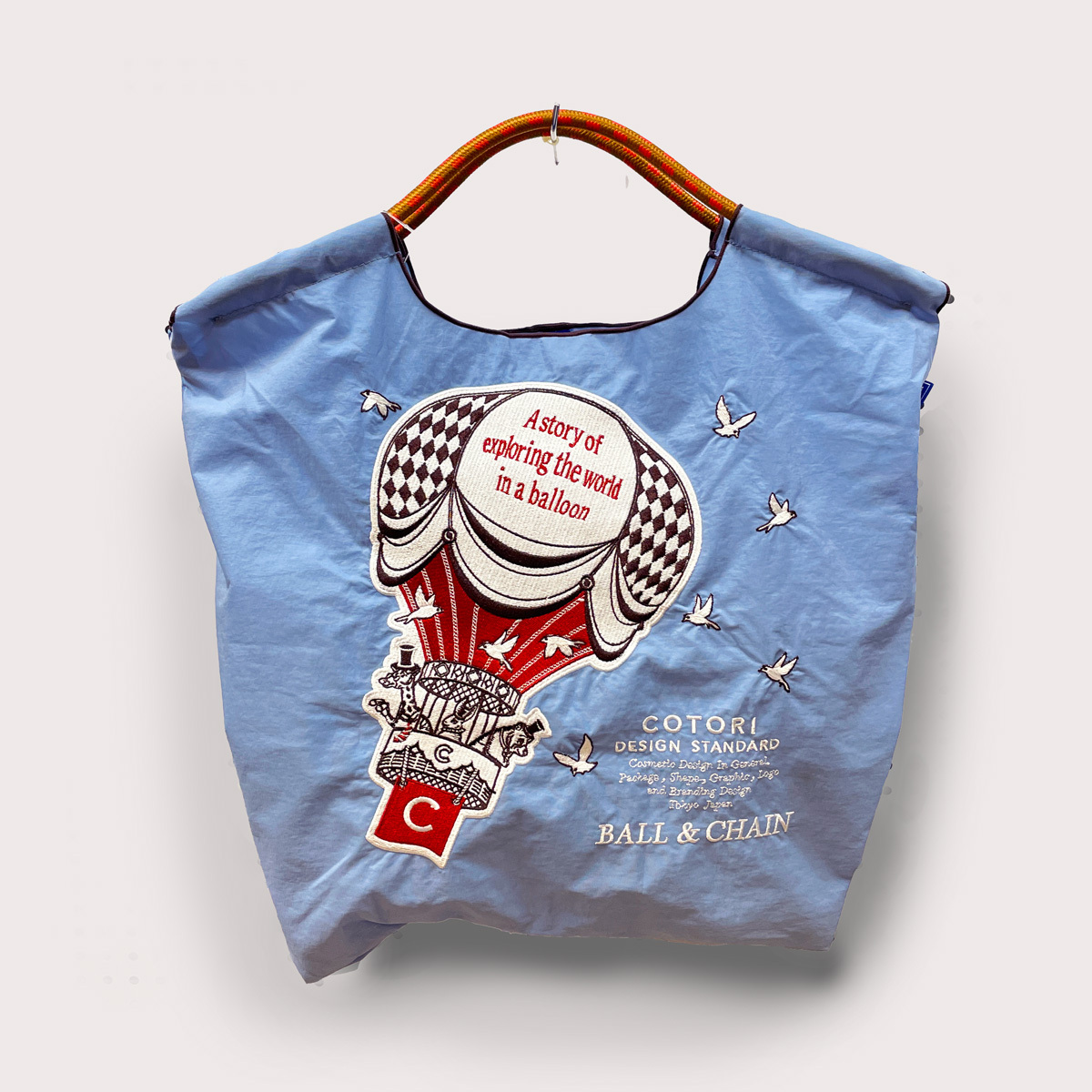 Ball＆Chain 刺繡環保購物袋 M號 - 藍 (32100136)