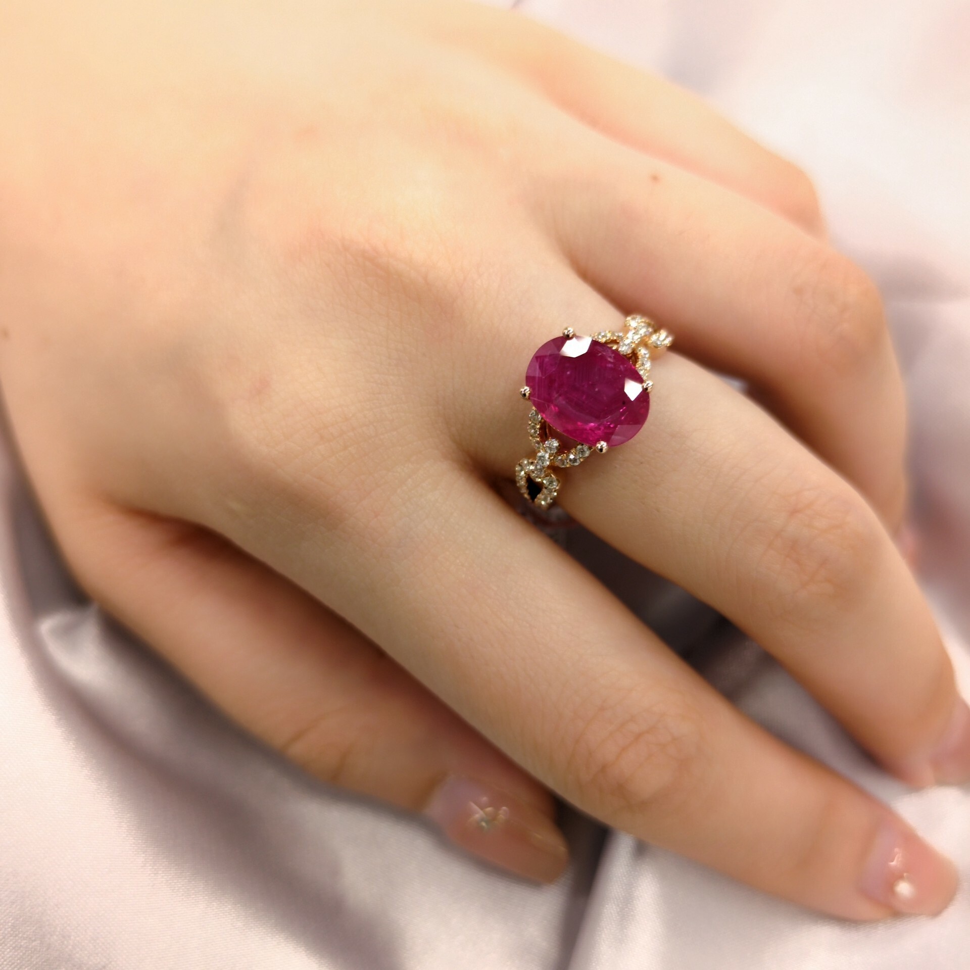 18K Rose Gold 2.97ct Ruby and Diamond Ring