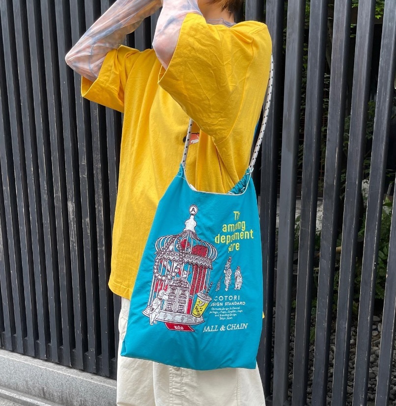 Ball＆Chain 刺繡環保購物袋 M號 - 藍 (32100288)