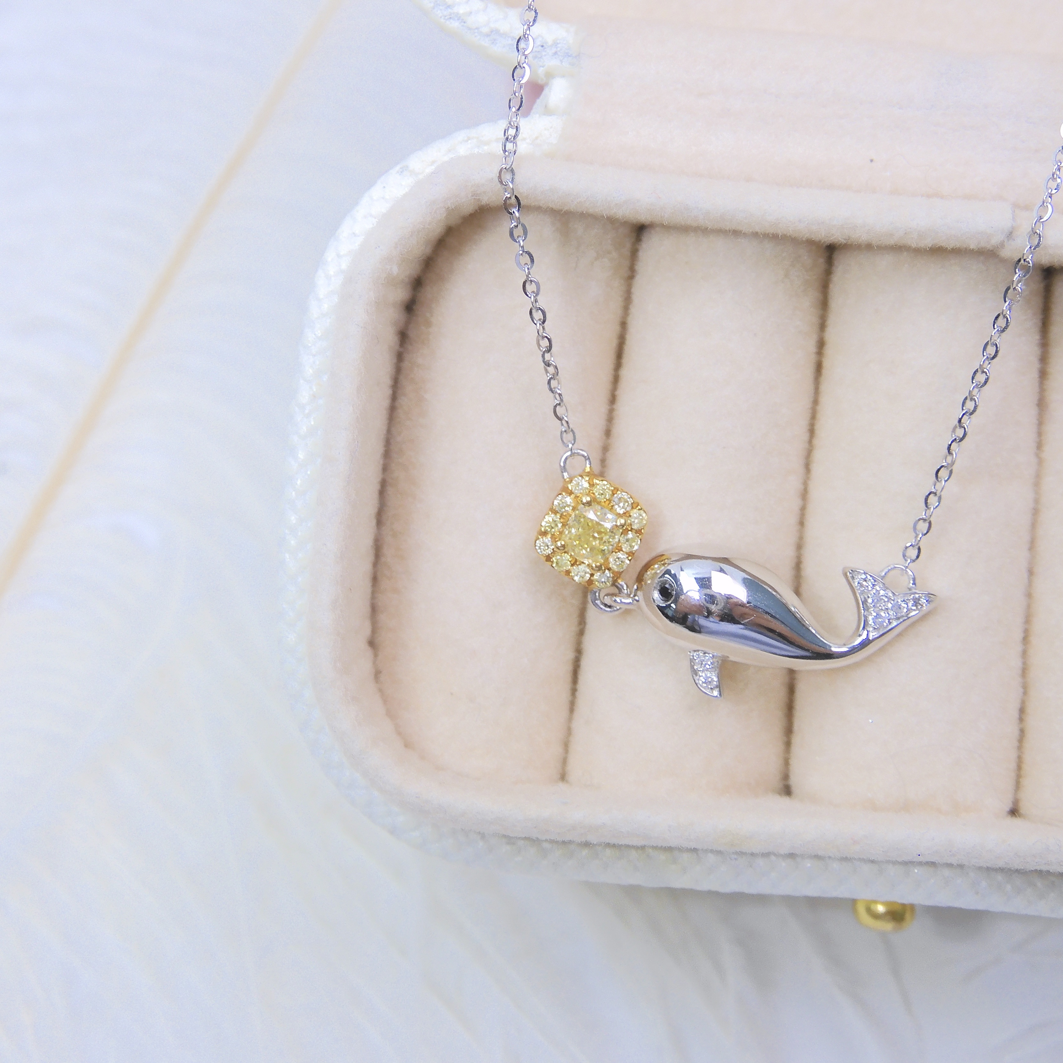 18K金 0.12ct 黃鑽項鏈