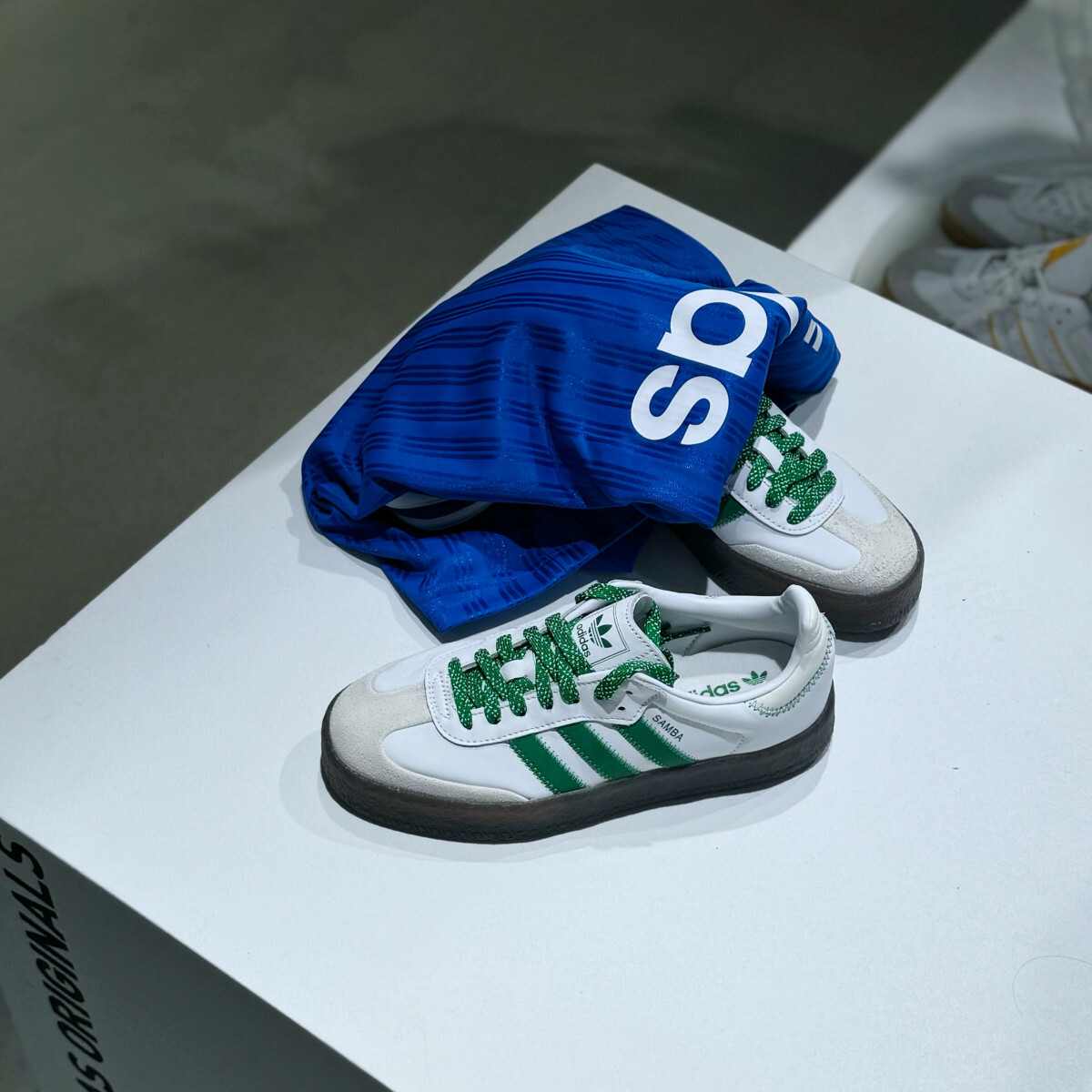 Adidas Originals Sambae 圓點綠 白綠色 焦糖底 森巴 增高 厚底 鬆糕鞋 IE9105
