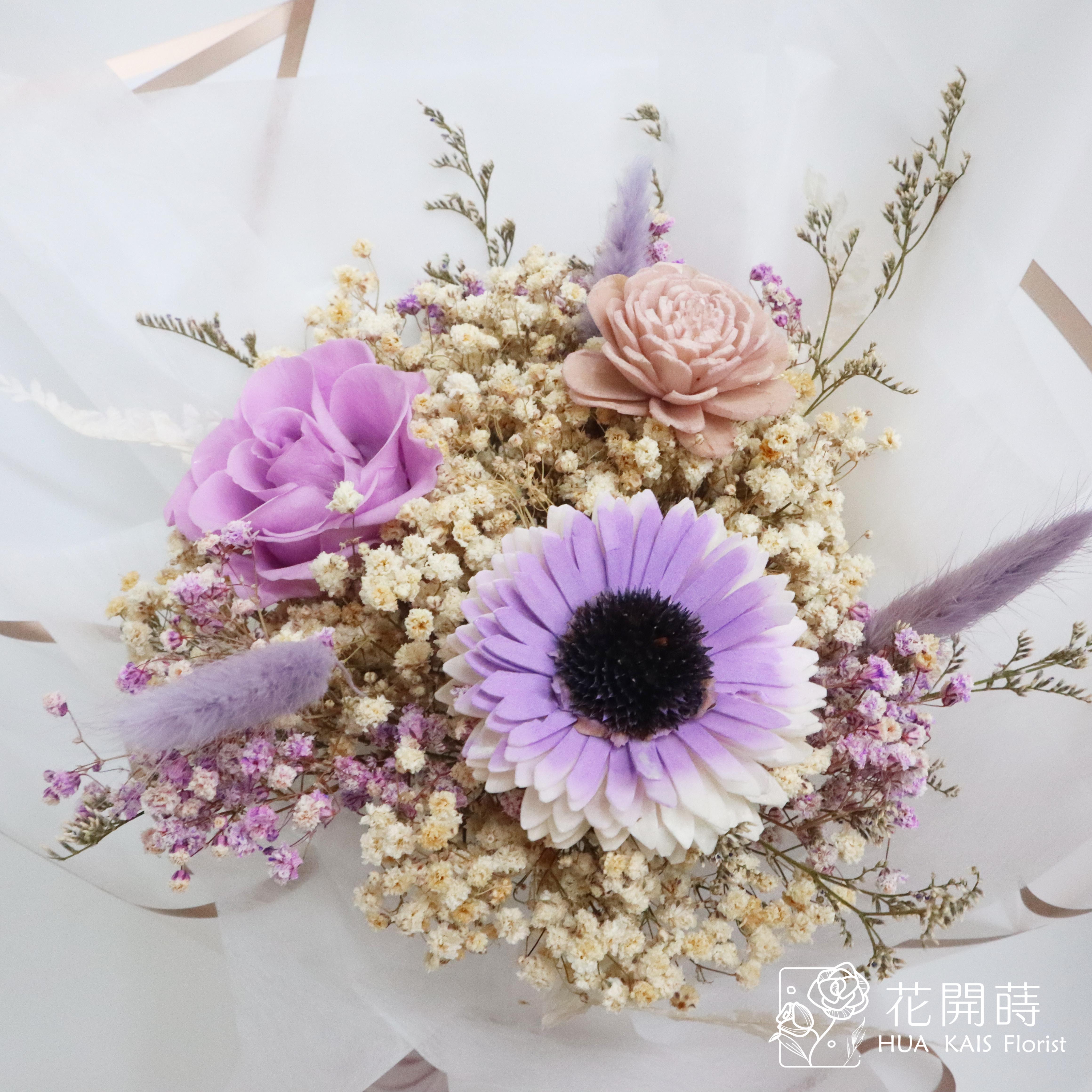永生花束|夢幻紫永生花束(M)|中型花束|永生花|乾燥花|畢業花束|母親節花束|情人節花束|告白花束