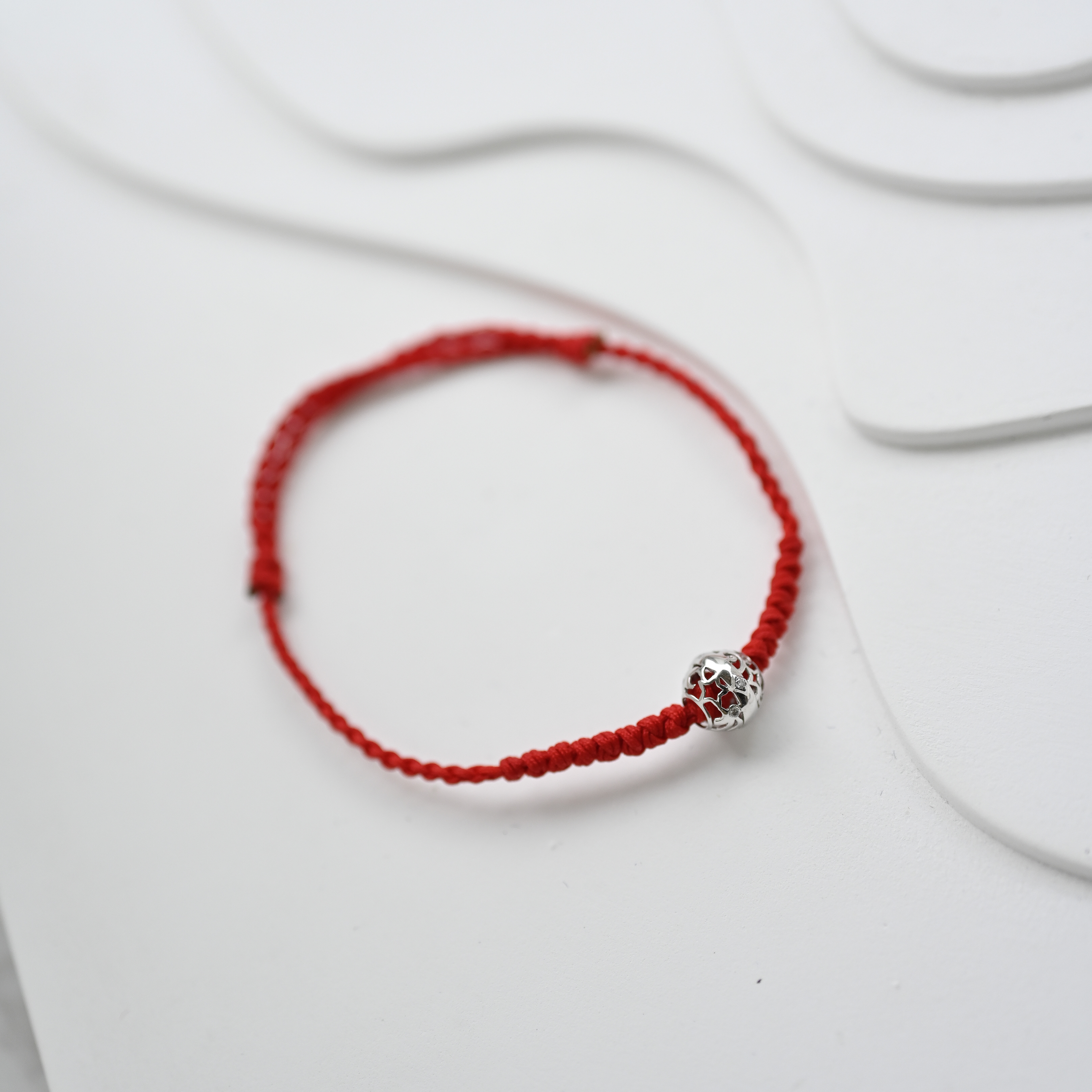 18K Baby Diamond Charm Red String
