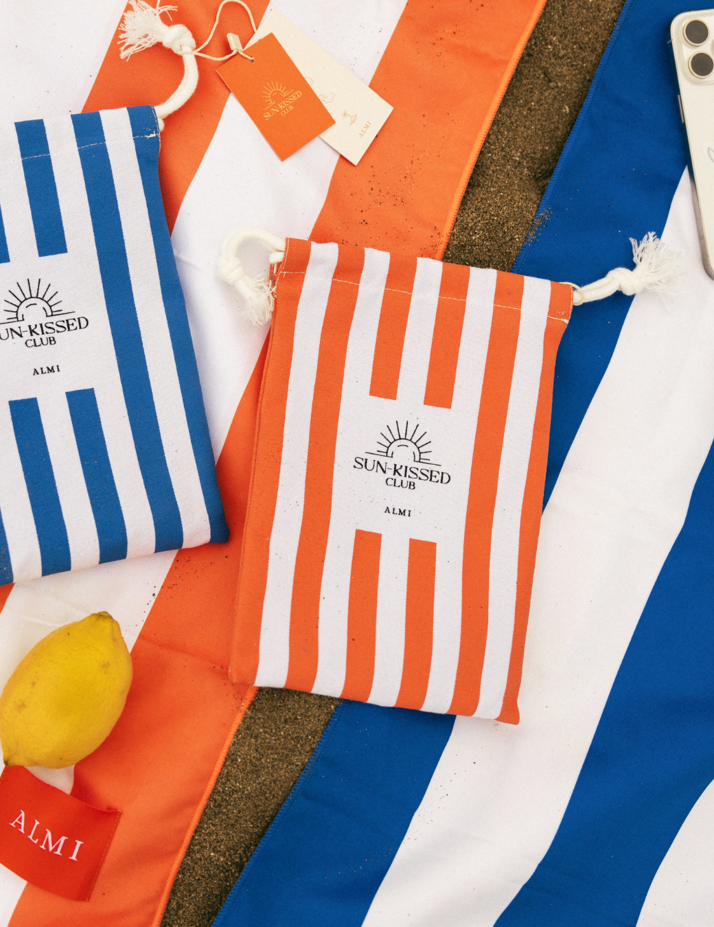 輕盈絨感直紋沙灘巾（活力橘）