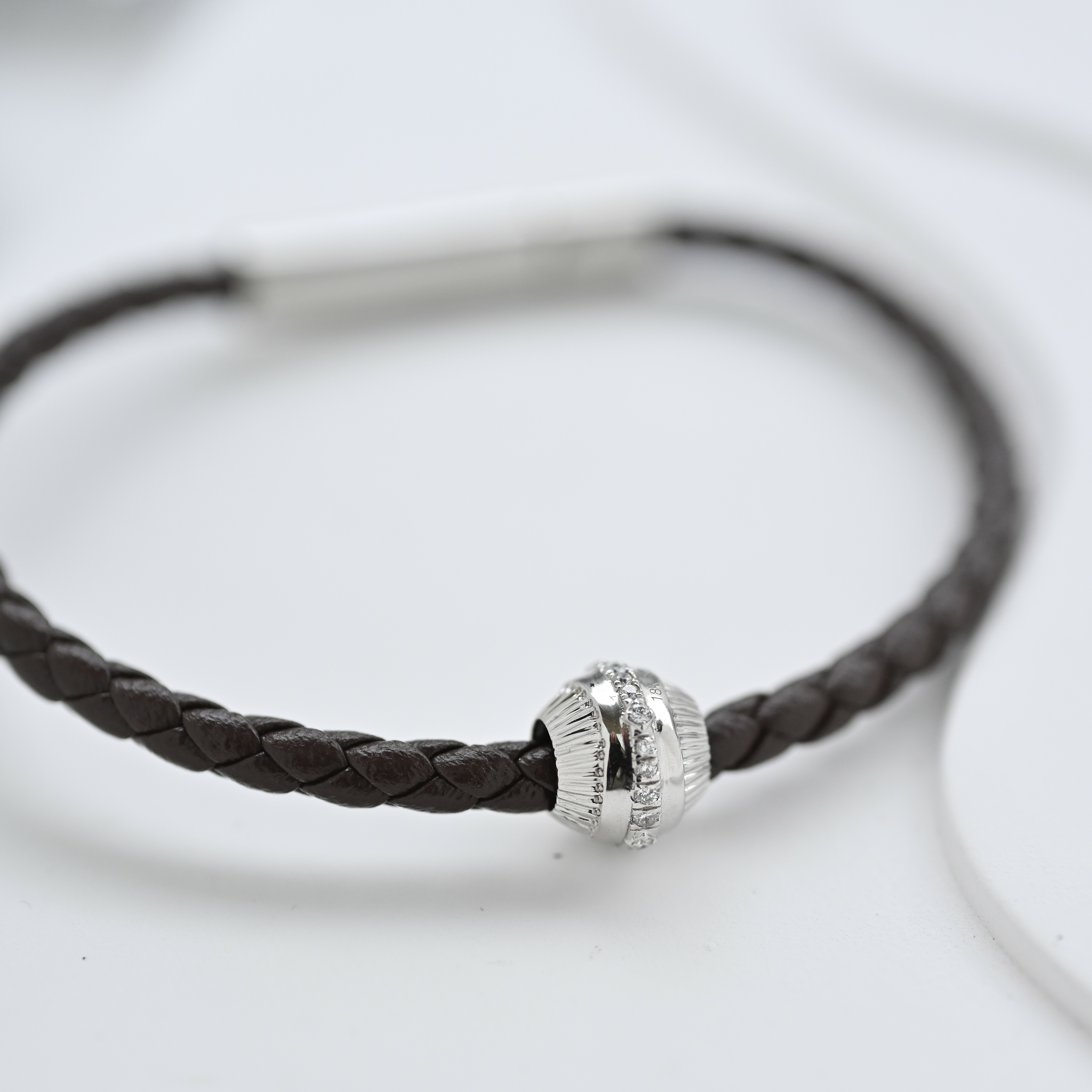 18K Padre Diamond Charm Men's Leather String