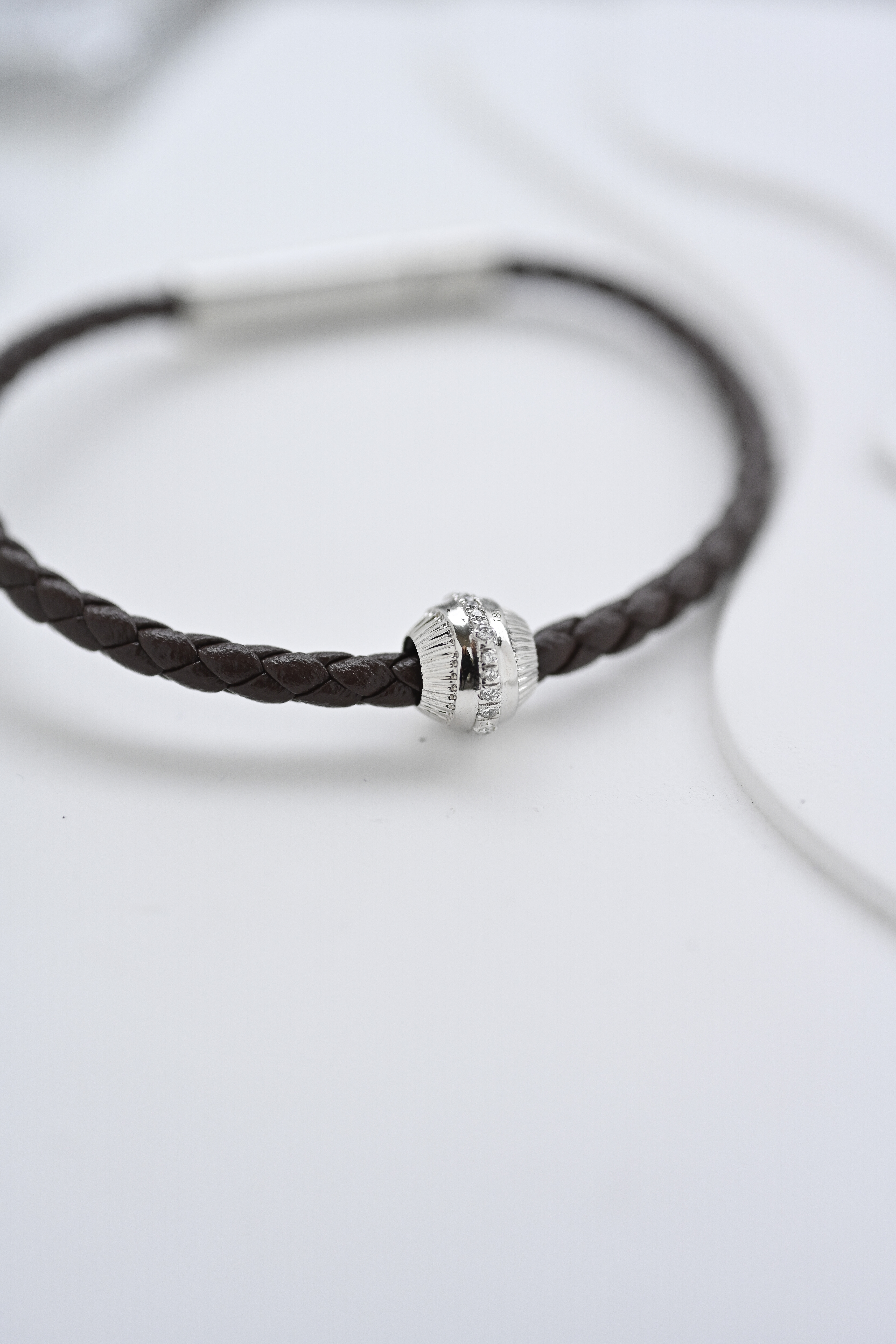 18K Padre Diamond Charm Men's Leather String