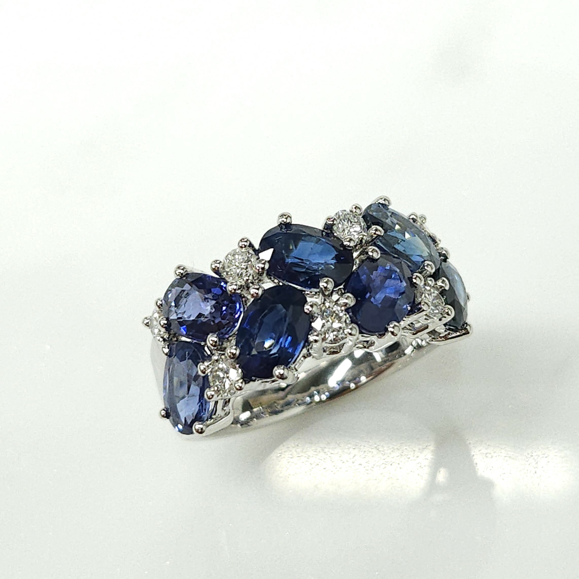 18K White Gold 4.54ct Sapphire and Diamond Ring