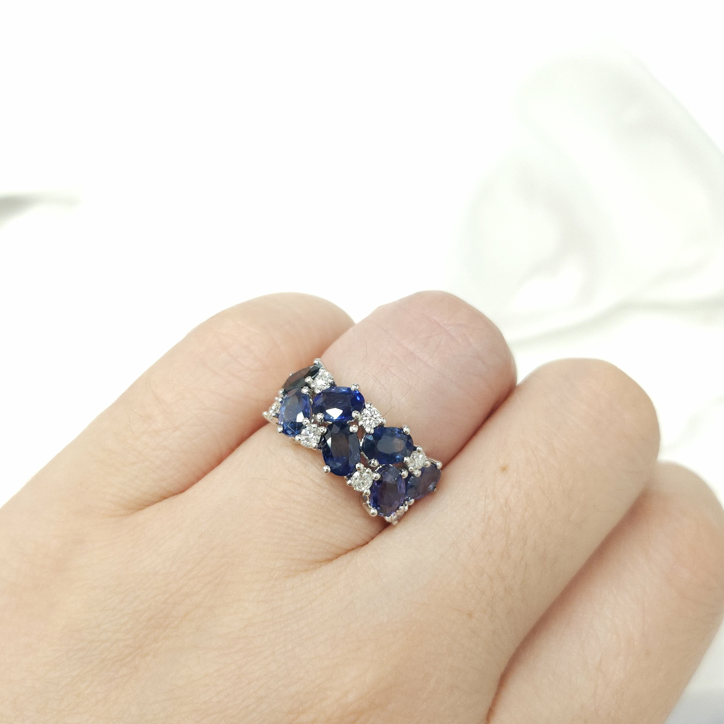 18K White Gold 4.54ct Sapphire and Diamond Ring