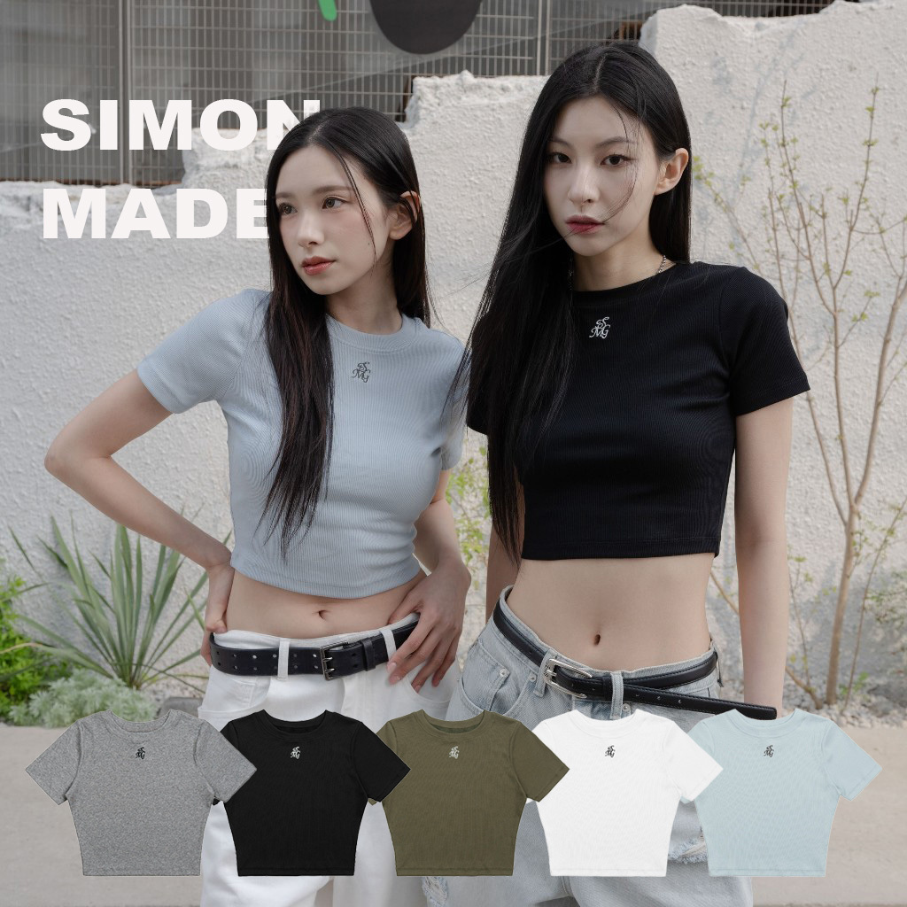 SIMON MADE 法式 刺繡 小Logo 短版 上衣 GC-2404