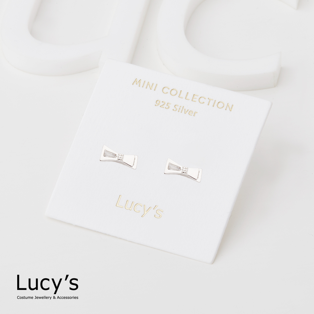 925純銀〔輕銀系列〕領結 耳環 (94556)