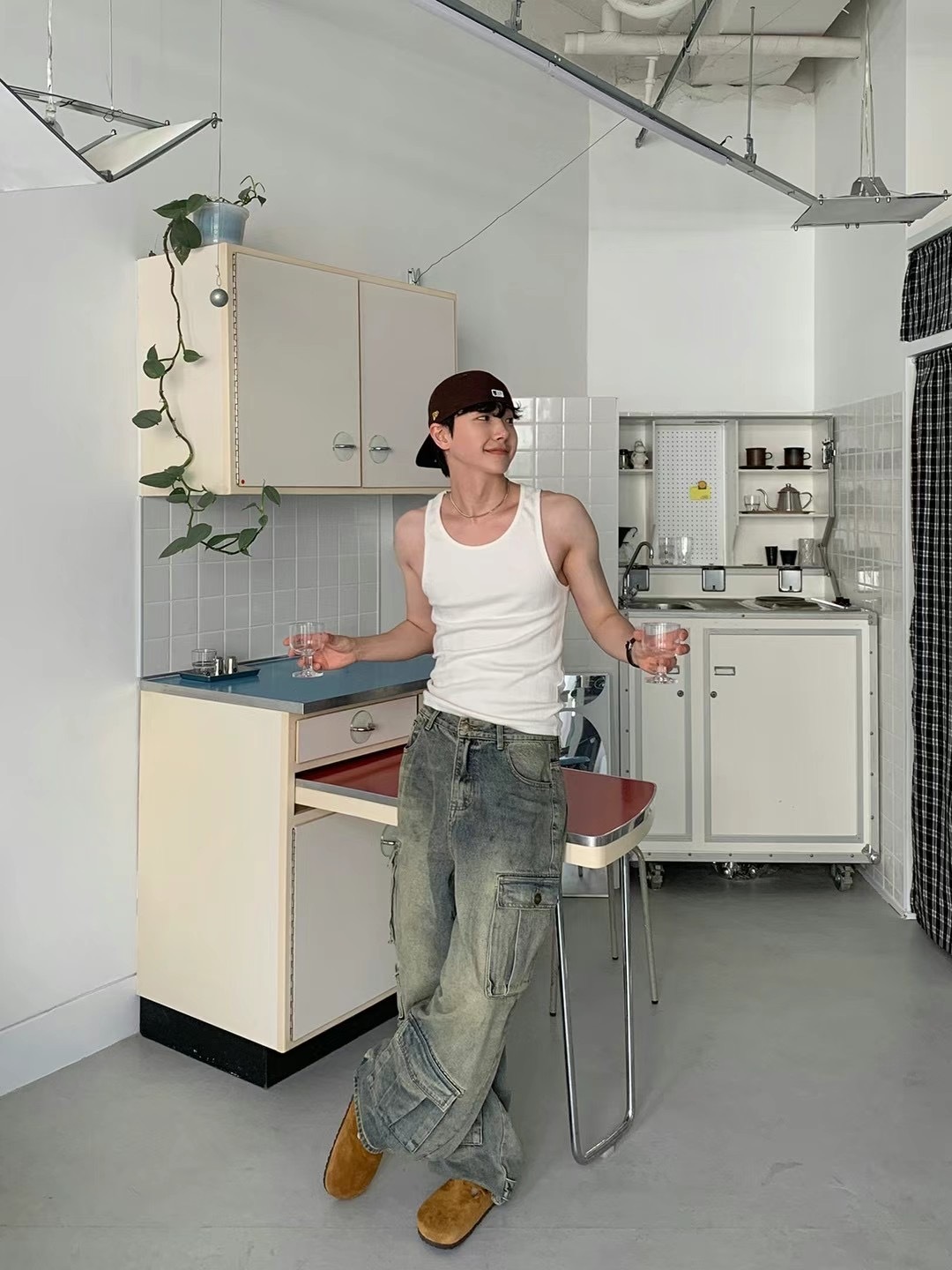 重工 多口袋 刷色 工裝 牛仔褲