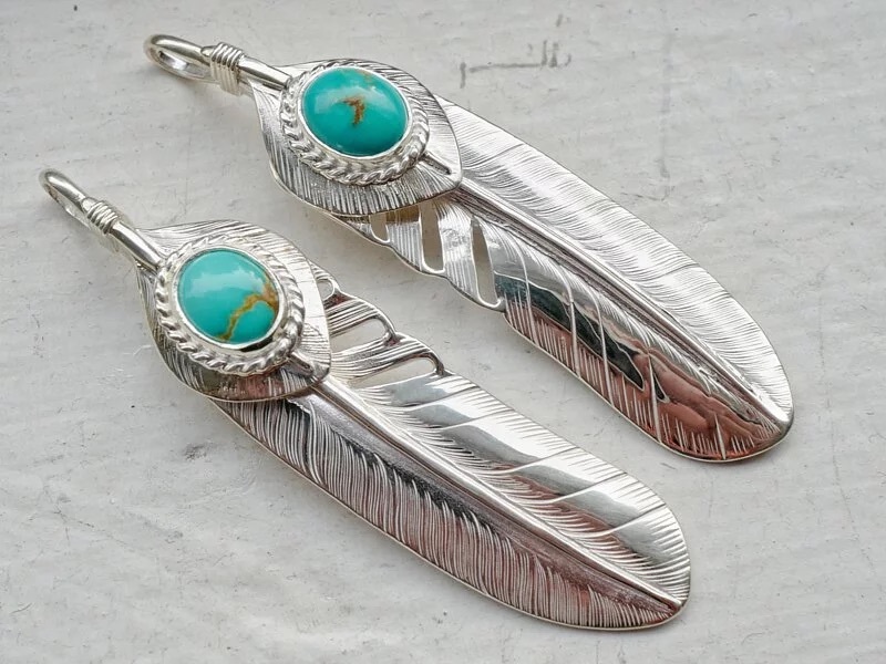 Wakan Silver Smith上銀銀繩Kingsman 松石羽毛大碼