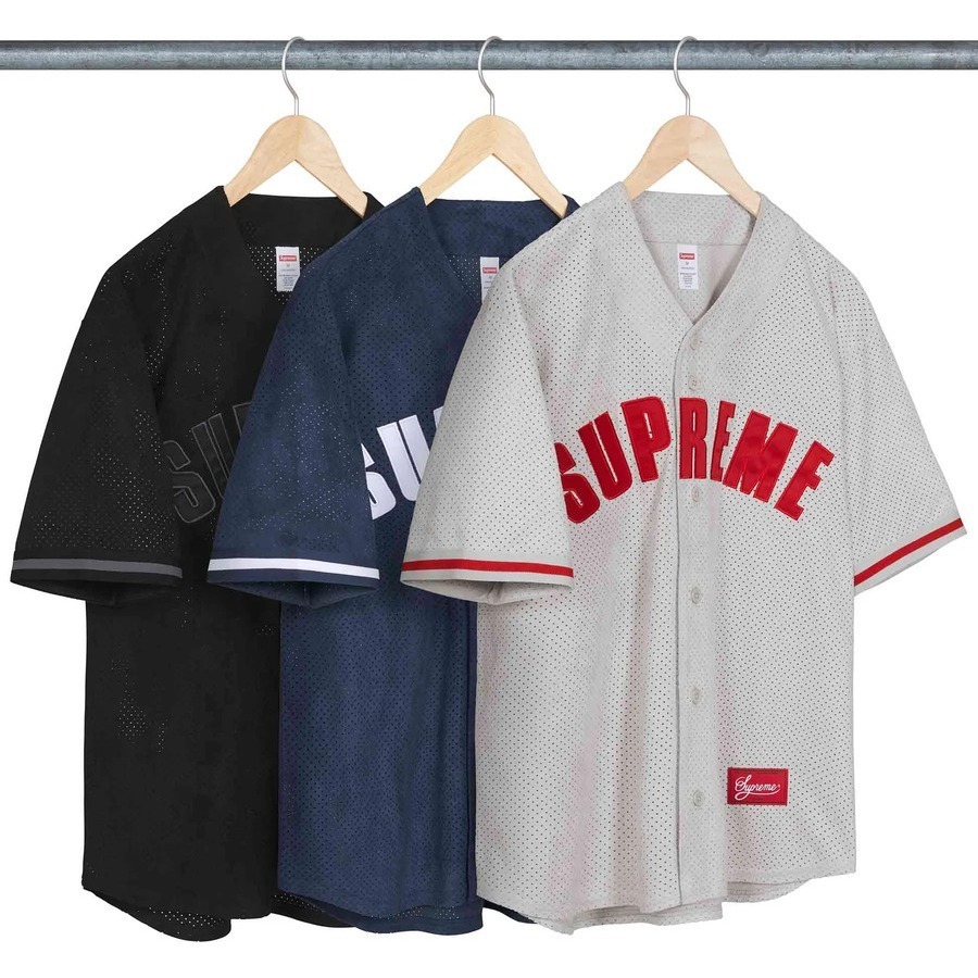 『代購商品』2024SS SUPREME ULTRASUEDE MESH BASEBALL JERSEY 棒球衫 ARCH LOGO 現貨