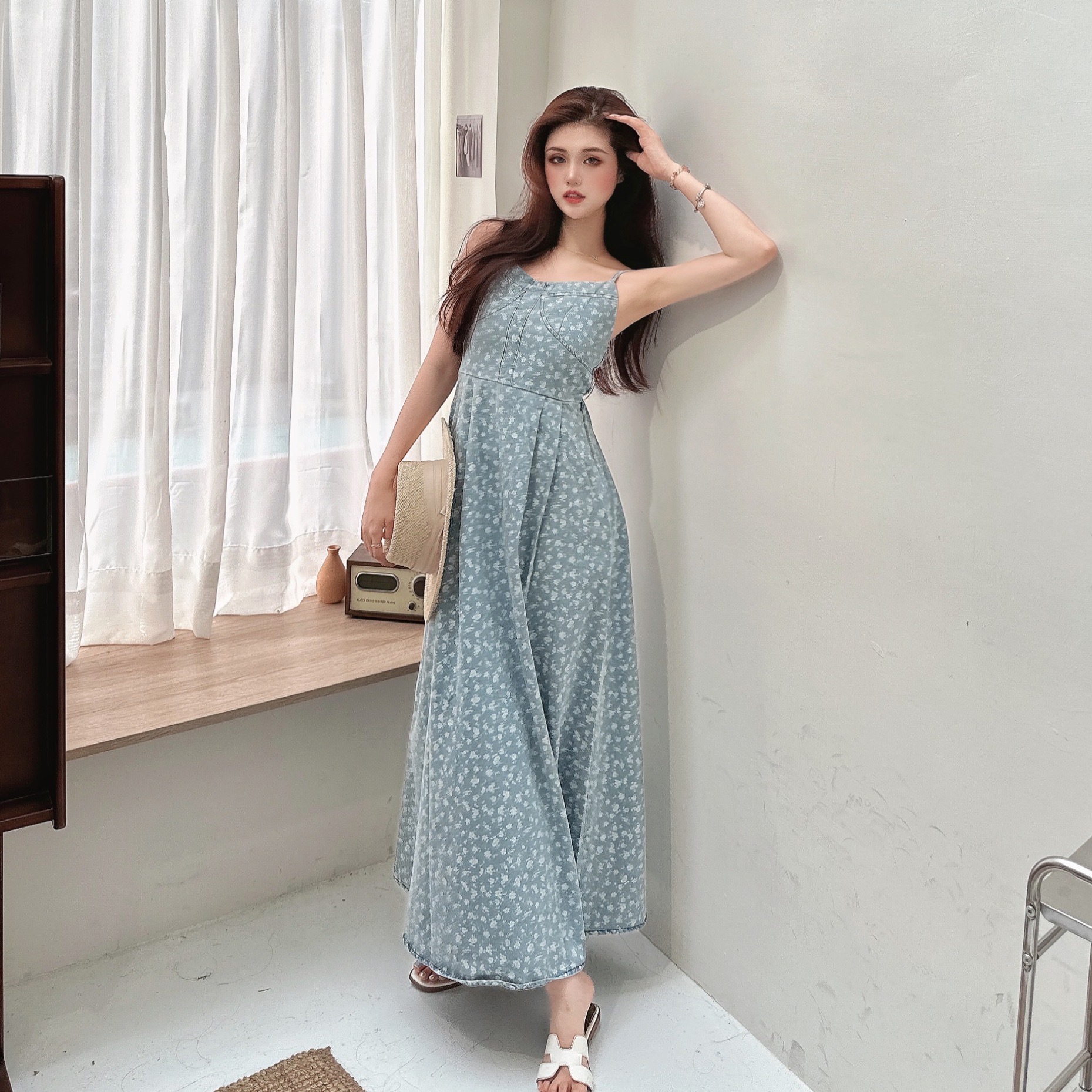 小碎花單寧牛仔洋裝/二色