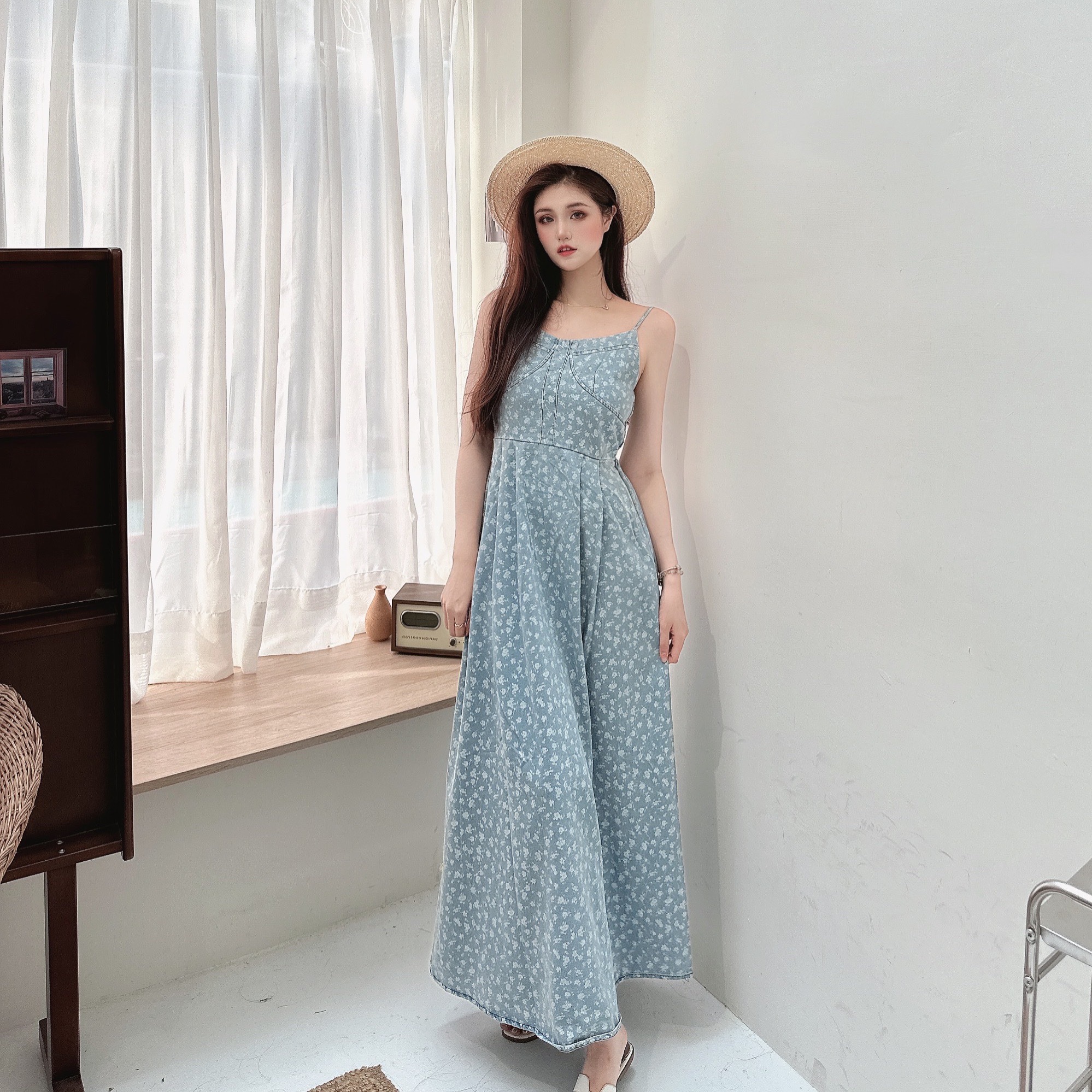 小碎花單寧牛仔洋裝/二色