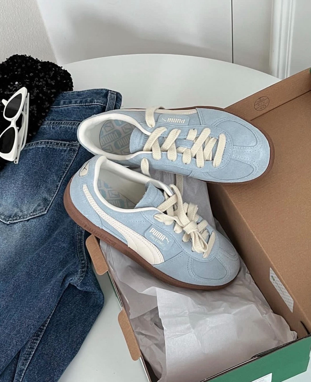 PUMA Palermo 冰藍焦糖 淺藍 水藍 焦糖底 麂皮 復古 德訓鞋 399341-02/預購