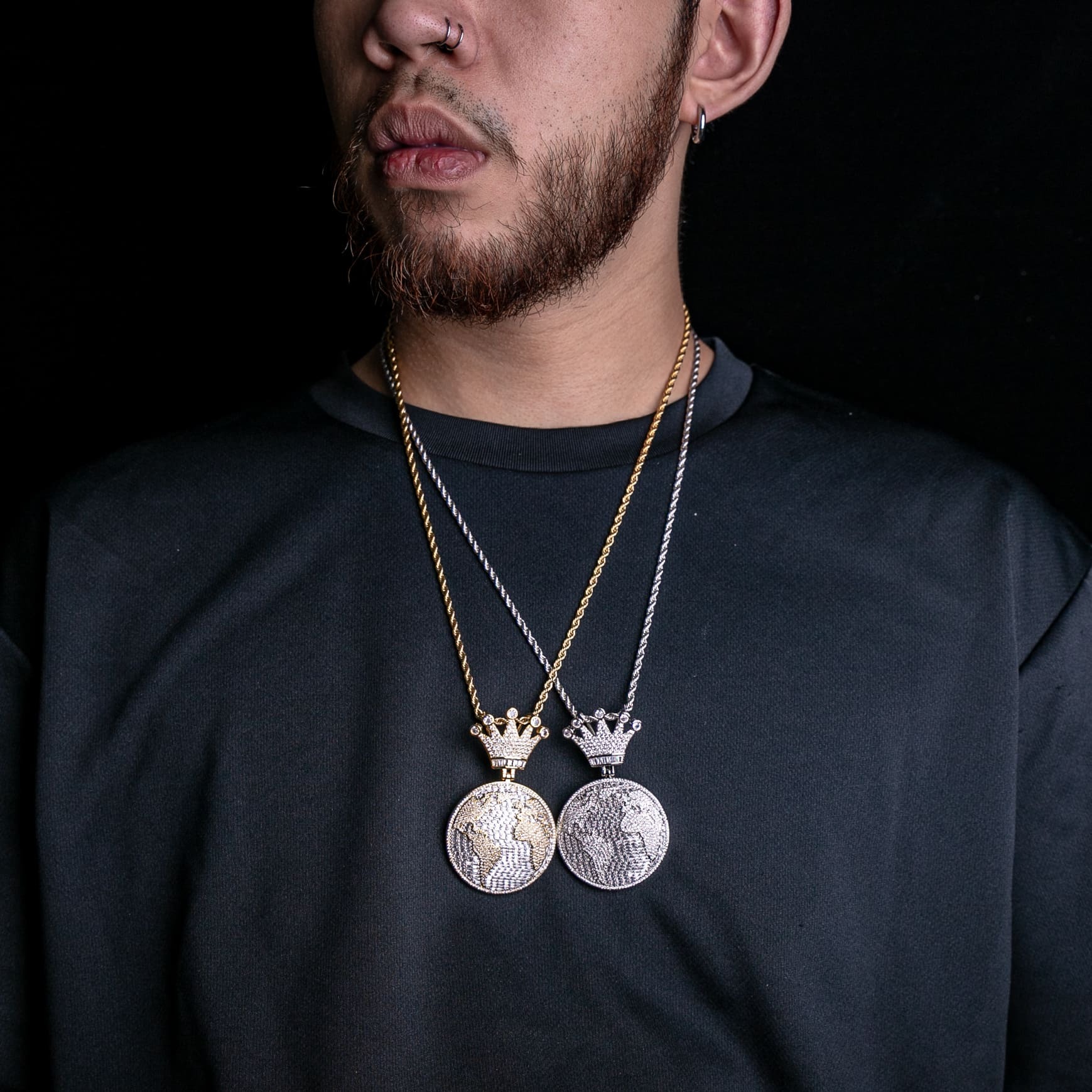 滿鑲世界地球墜飾