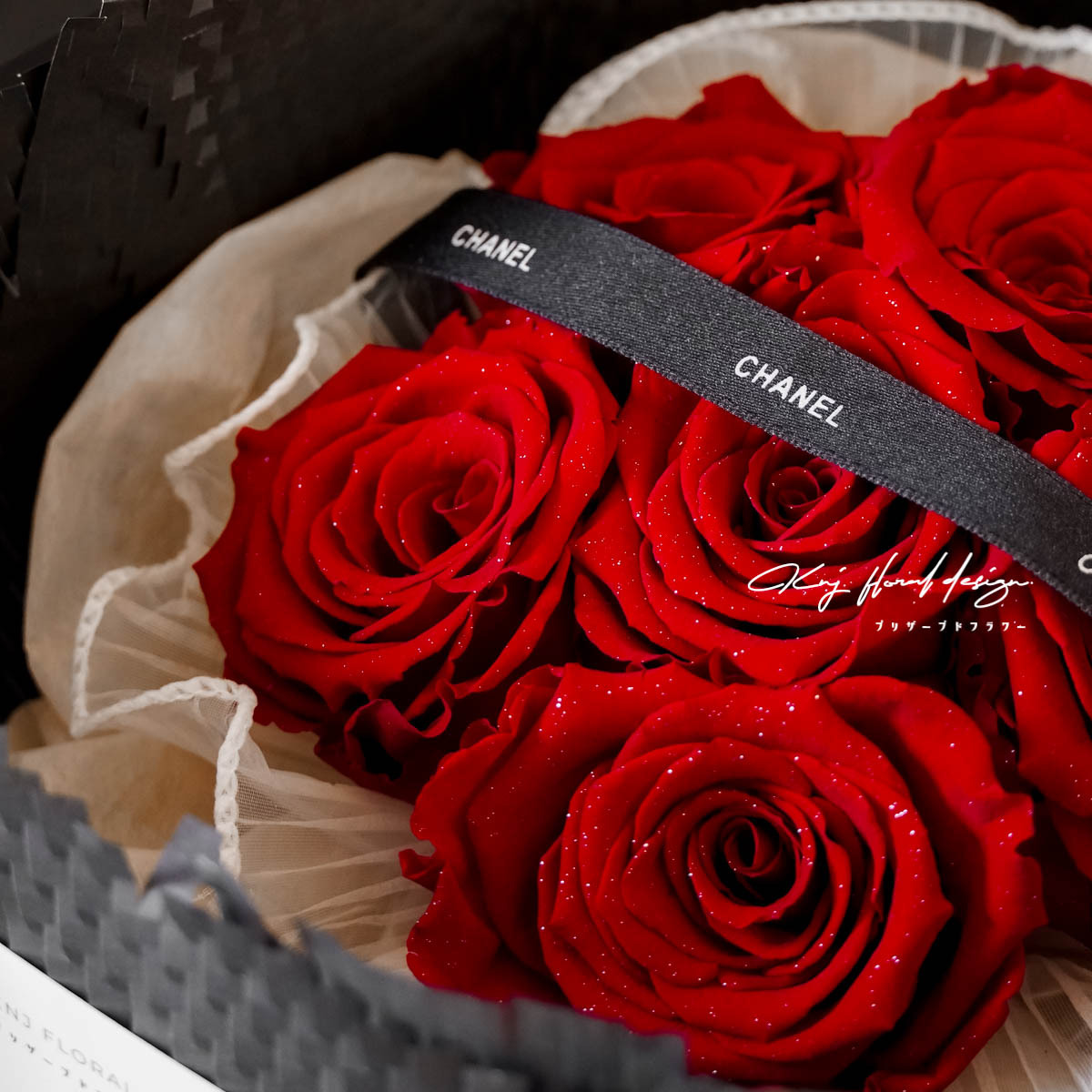 高級紅鑽永生玫瑰花束