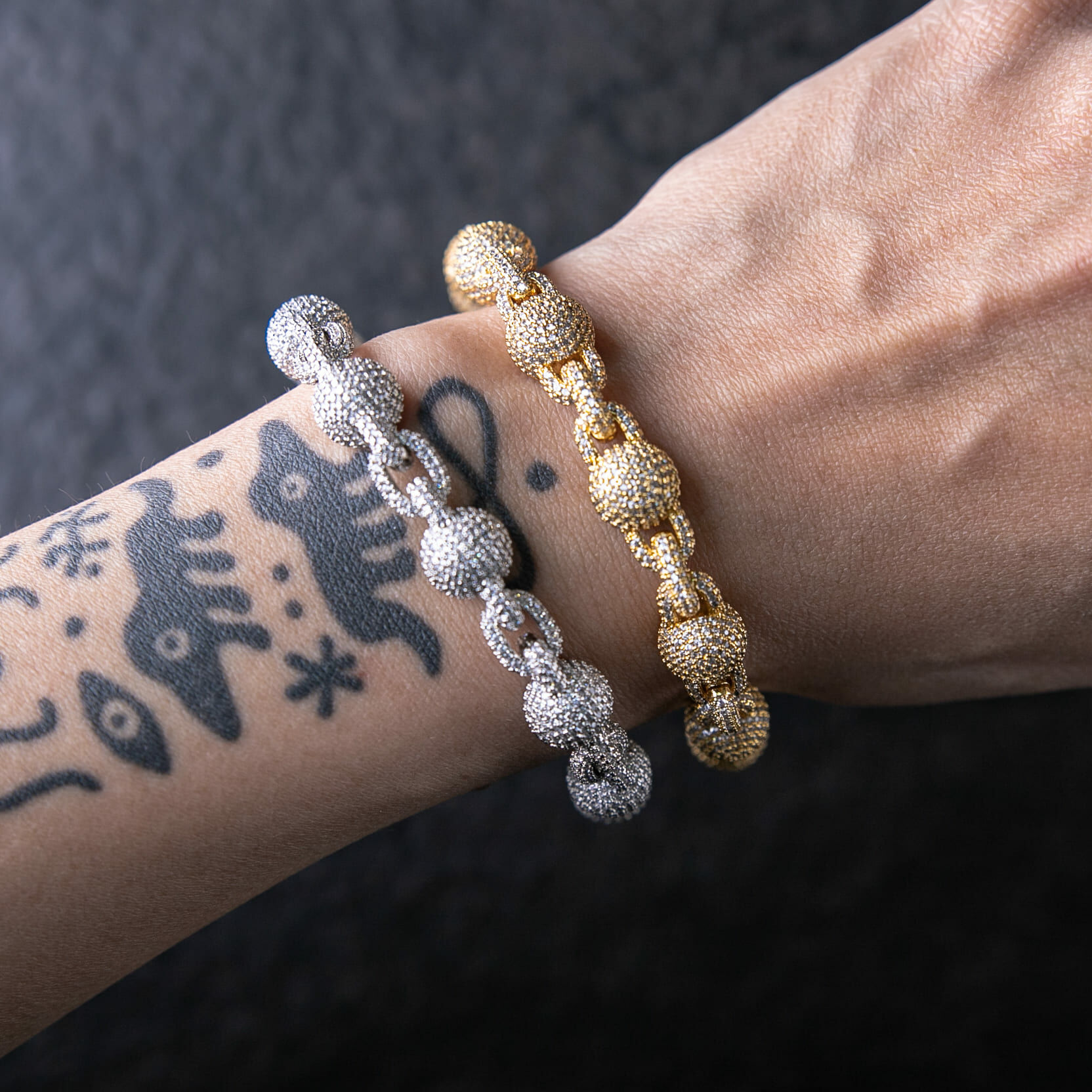 10mm滿鑲冰球手鍊