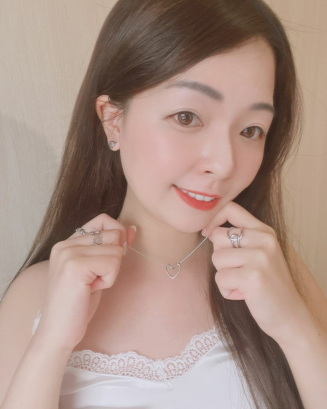 大愛心線條質感不褪色項鍊