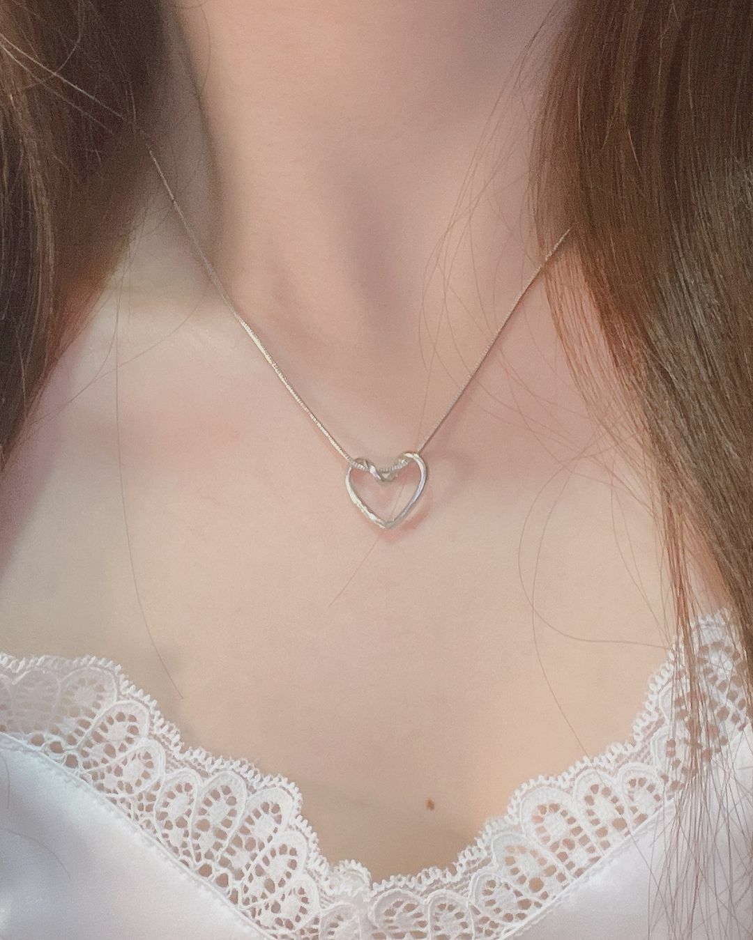 大愛心線條質感不褪色項鍊