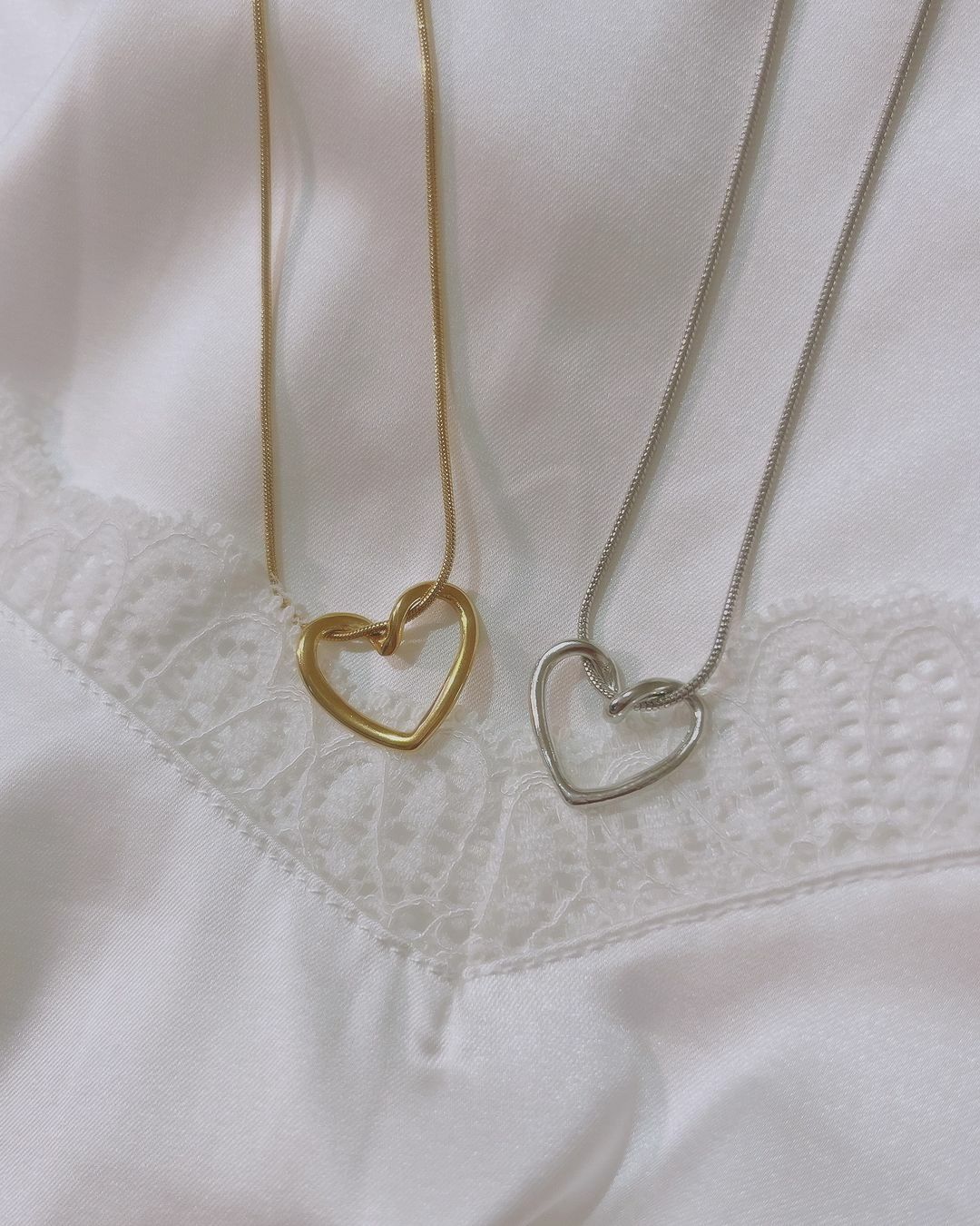 大愛心線條質感不褪色項鍊