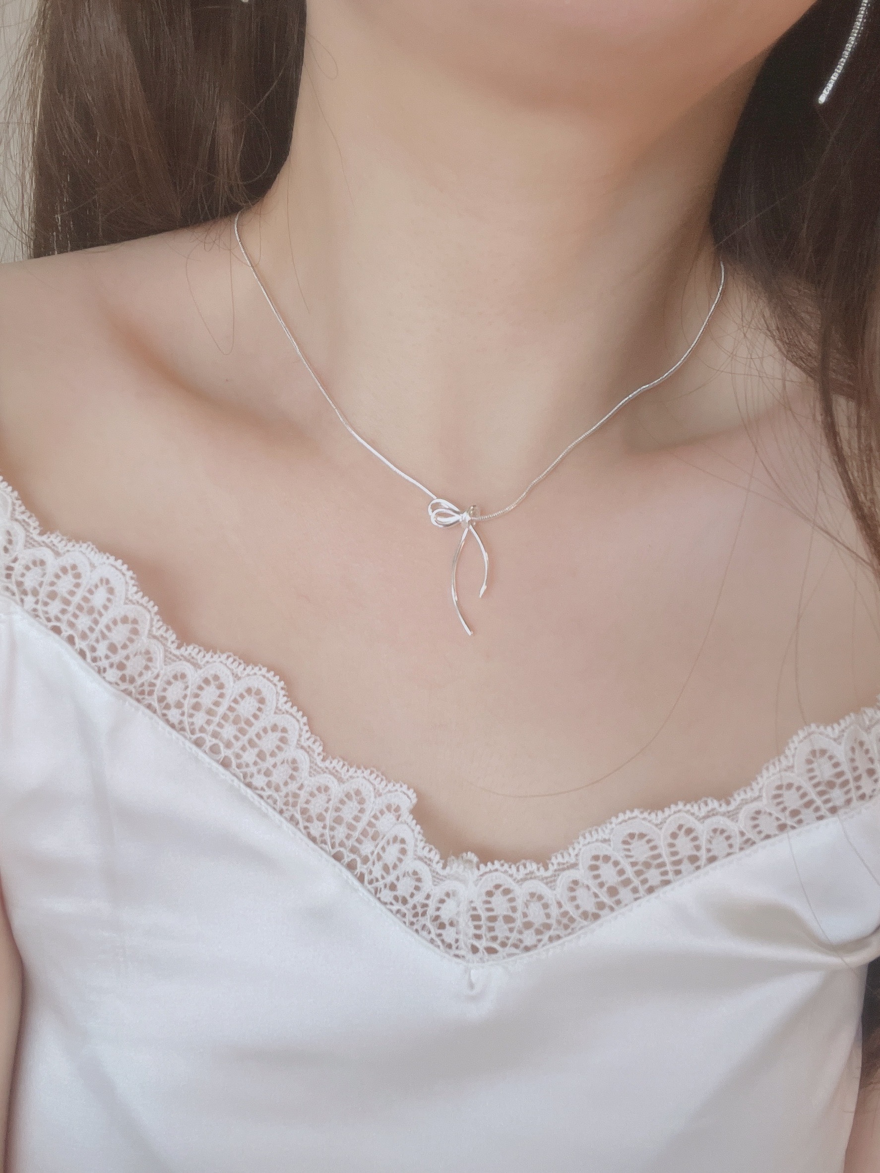 韓國綁帶純銀高拋光純銀項鍊