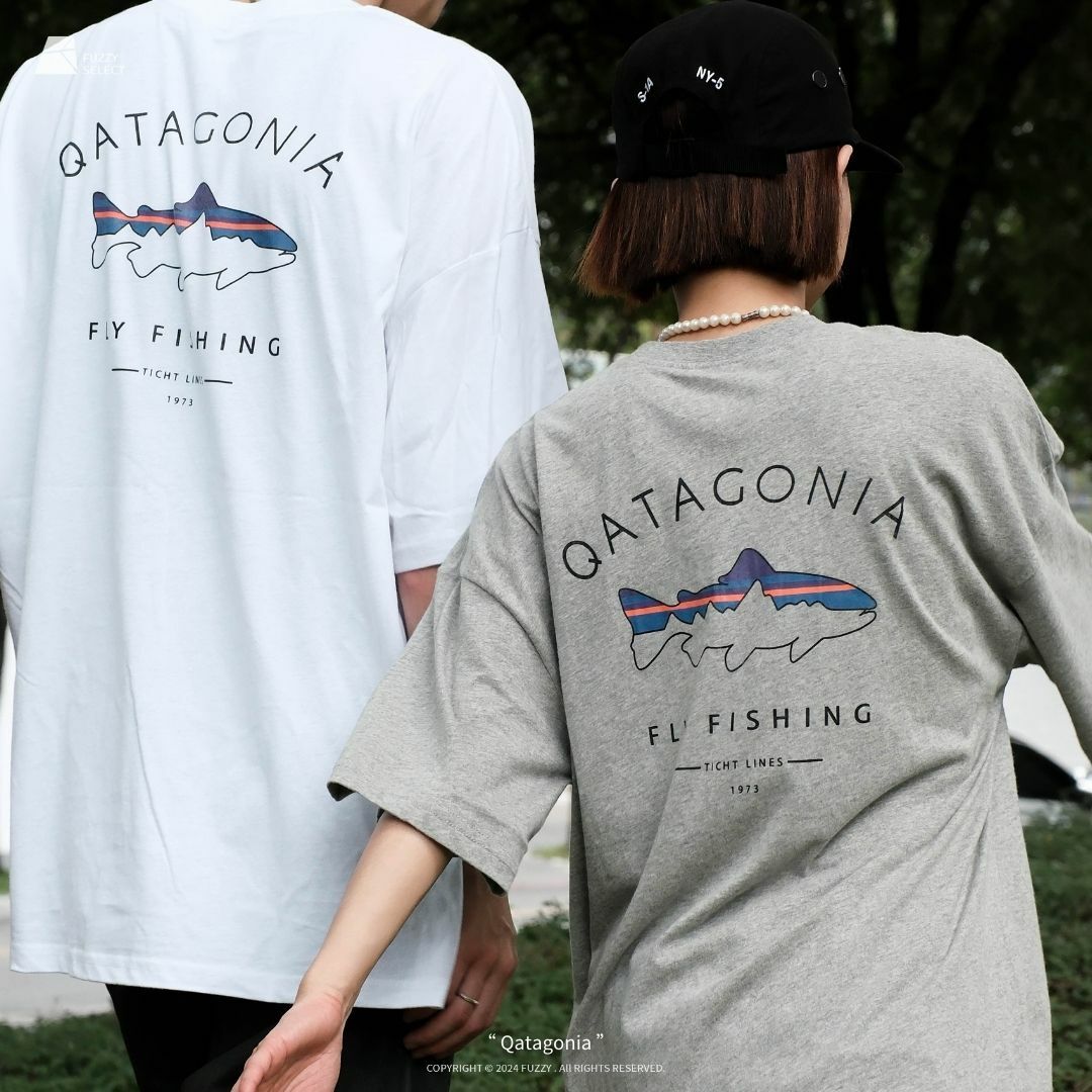 【逢甲 FUZZY】Qatagonia Tee 潮流 日常 美式 圖案 Logo 短T 短Tee 黑 白 麻灰