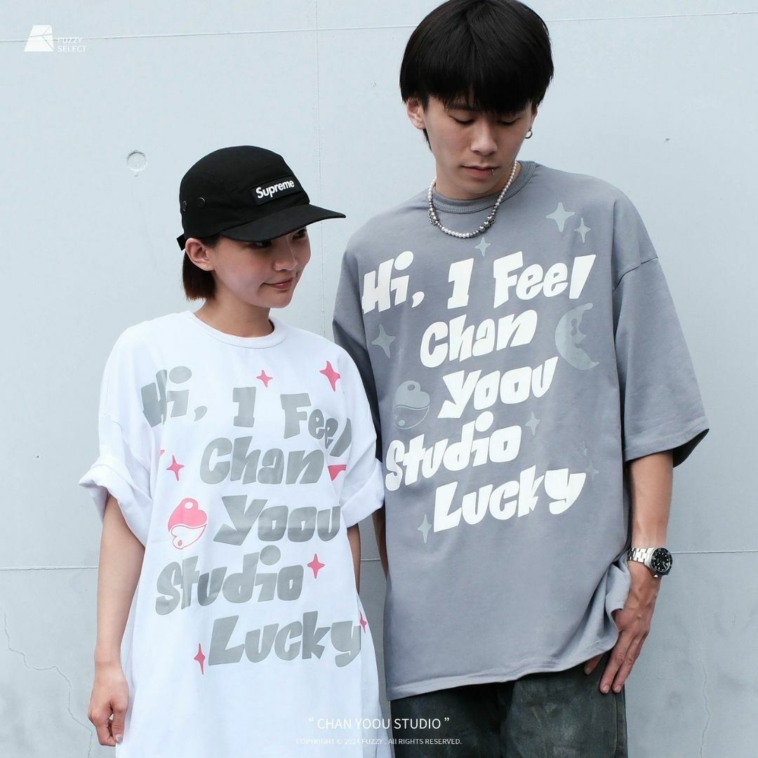 【逢甲 FUZZY】Hi Chan Yoou Tee 潮流 日常 美式 圖案 Logo 短T 短Tee 黑 白 灰藍