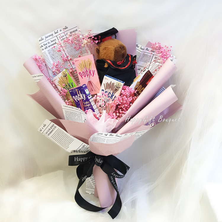 卡比巴拉花束,卡皮巴拉pocky花束,卡比巴拉畢業花束,卡皮巴拉畢業花束,capybara bouquet