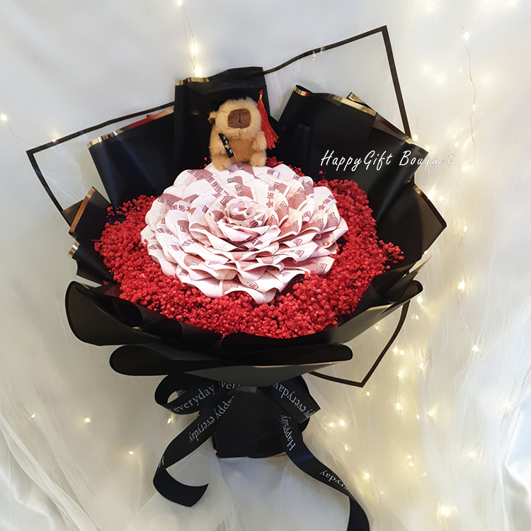 卡比巴拉花束,卡皮巴拉有錢花束鈔票花束,卡比巴拉畢業花束,卡皮巴拉畢業花束,capybara bouquet